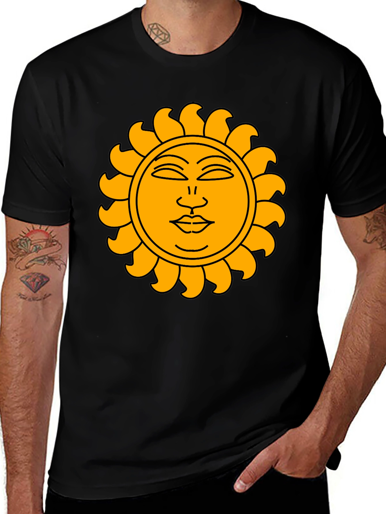 Variant 28 of Sun Graphic Black T-Shirt - Celestial Style