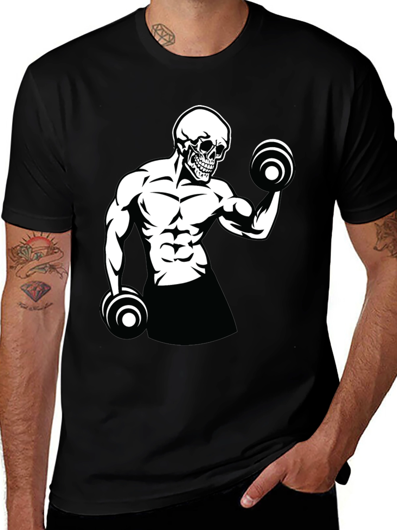 Variant 24 of Skull Gym T-Shirt - Men's Fitness Graphic Tee