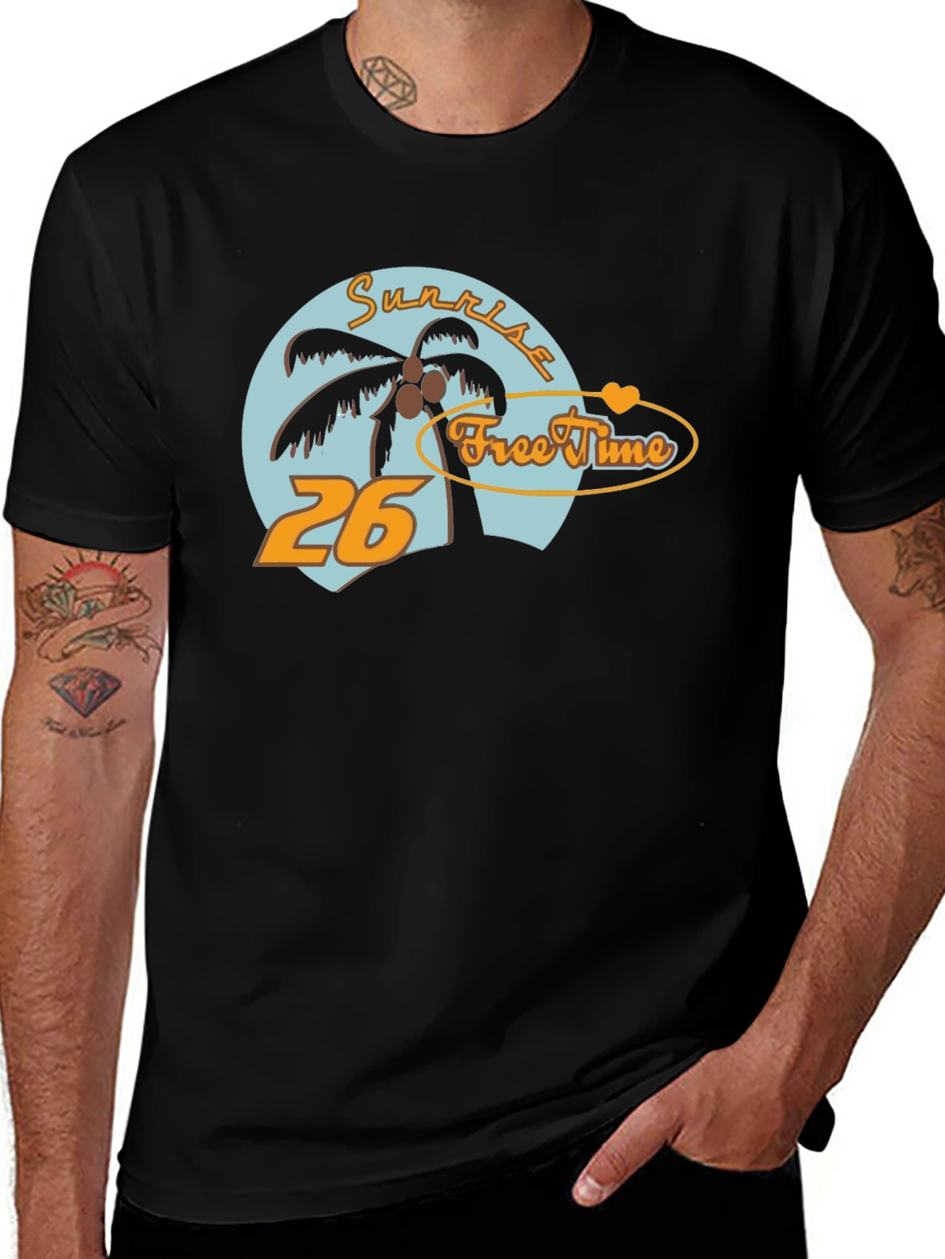 Variant 29 of Sunrise Free Time Graphic Tee - Tropical Vibe T-Shirt