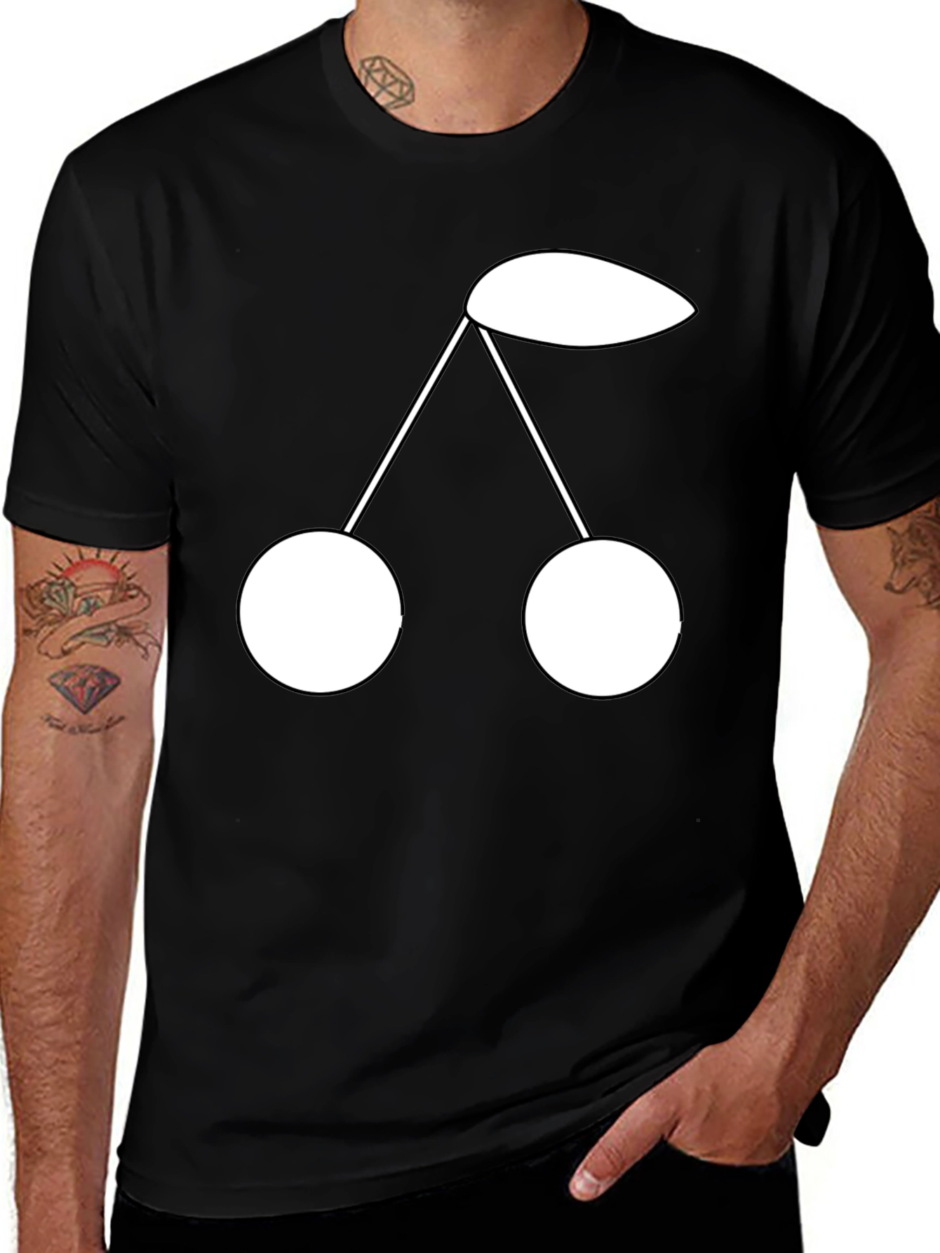 Variant 26 of Cherry Graphic Tee - Modern Minimalist Black T-Shirt