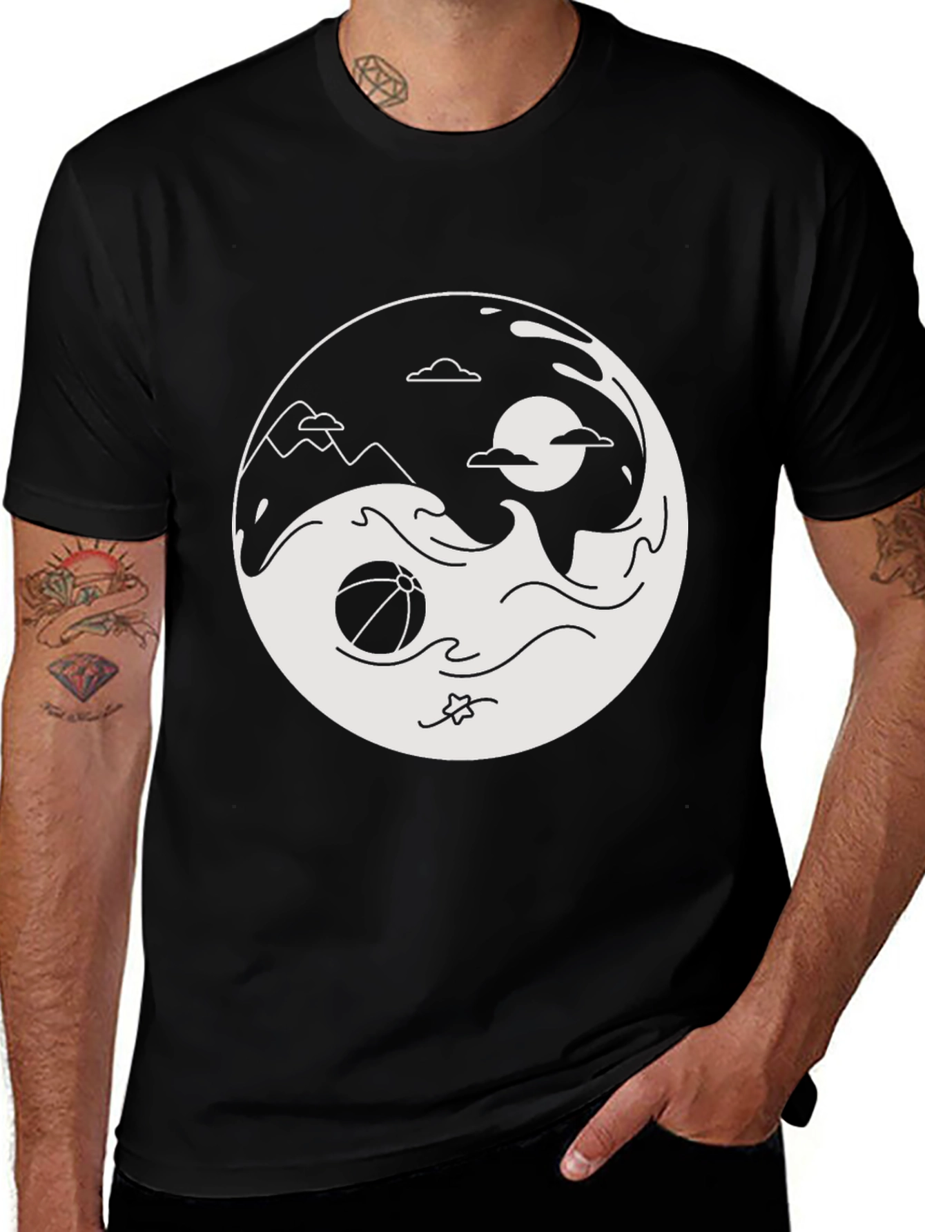 Variant 12 of Yin Yang Beach Graphic T-Shirt