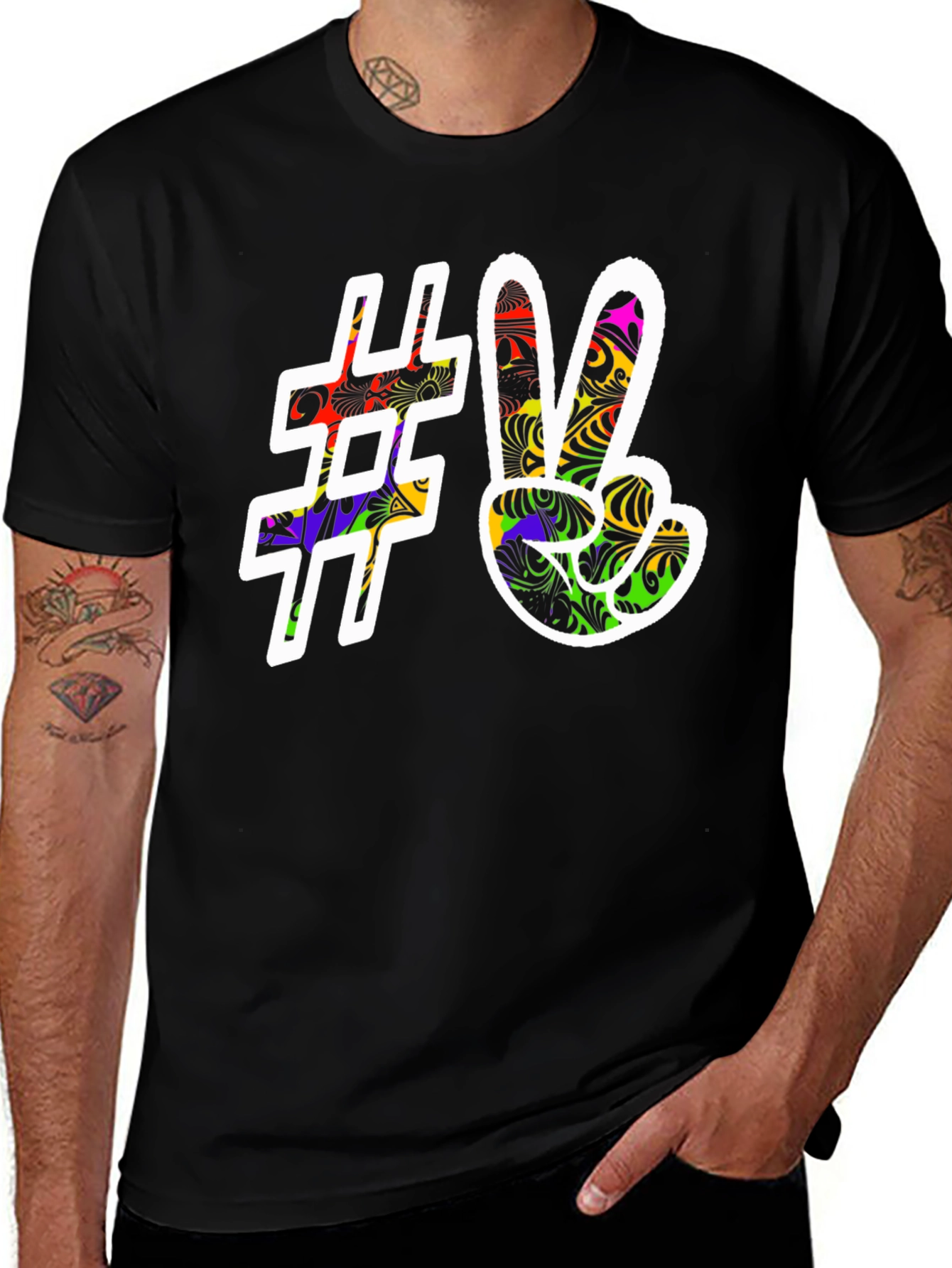 Black Peace Sign Graphic Tee - Black main image