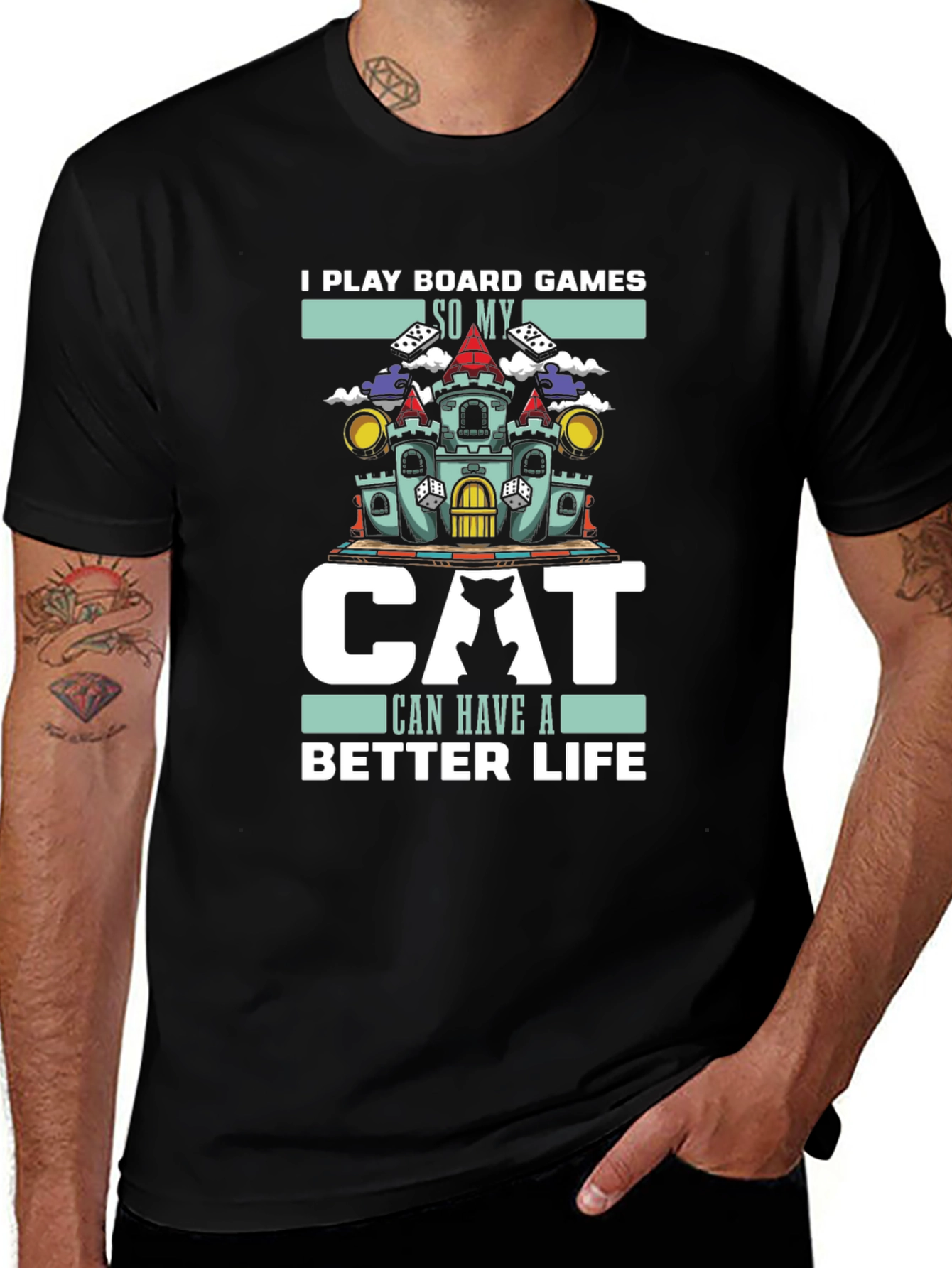 Variant 15 of I Play Board Games So My Cat Can Have a Better Life T-Shirt