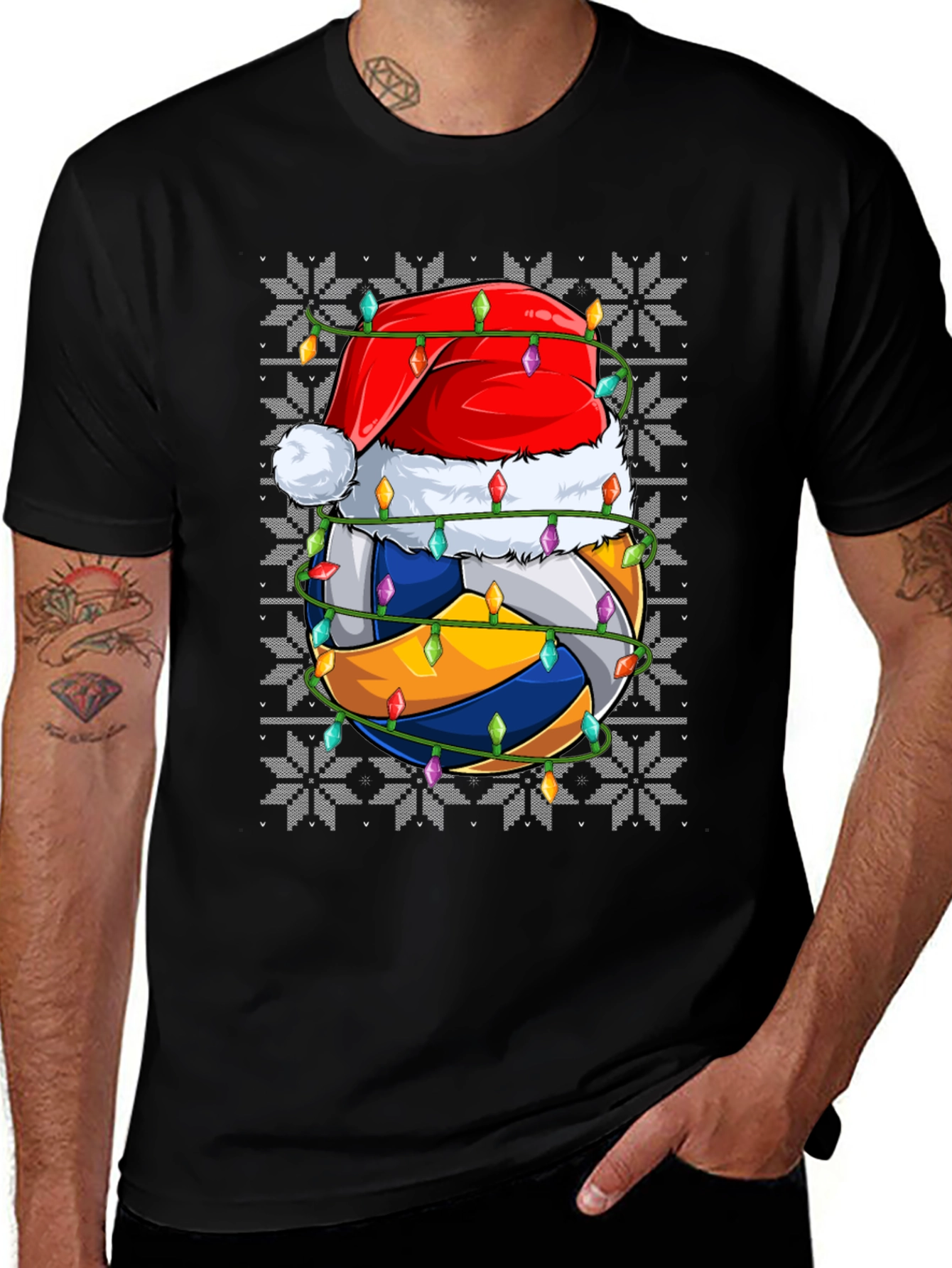 Variant 15 of Volleyball Christmas Santa Hat Graphic Tee