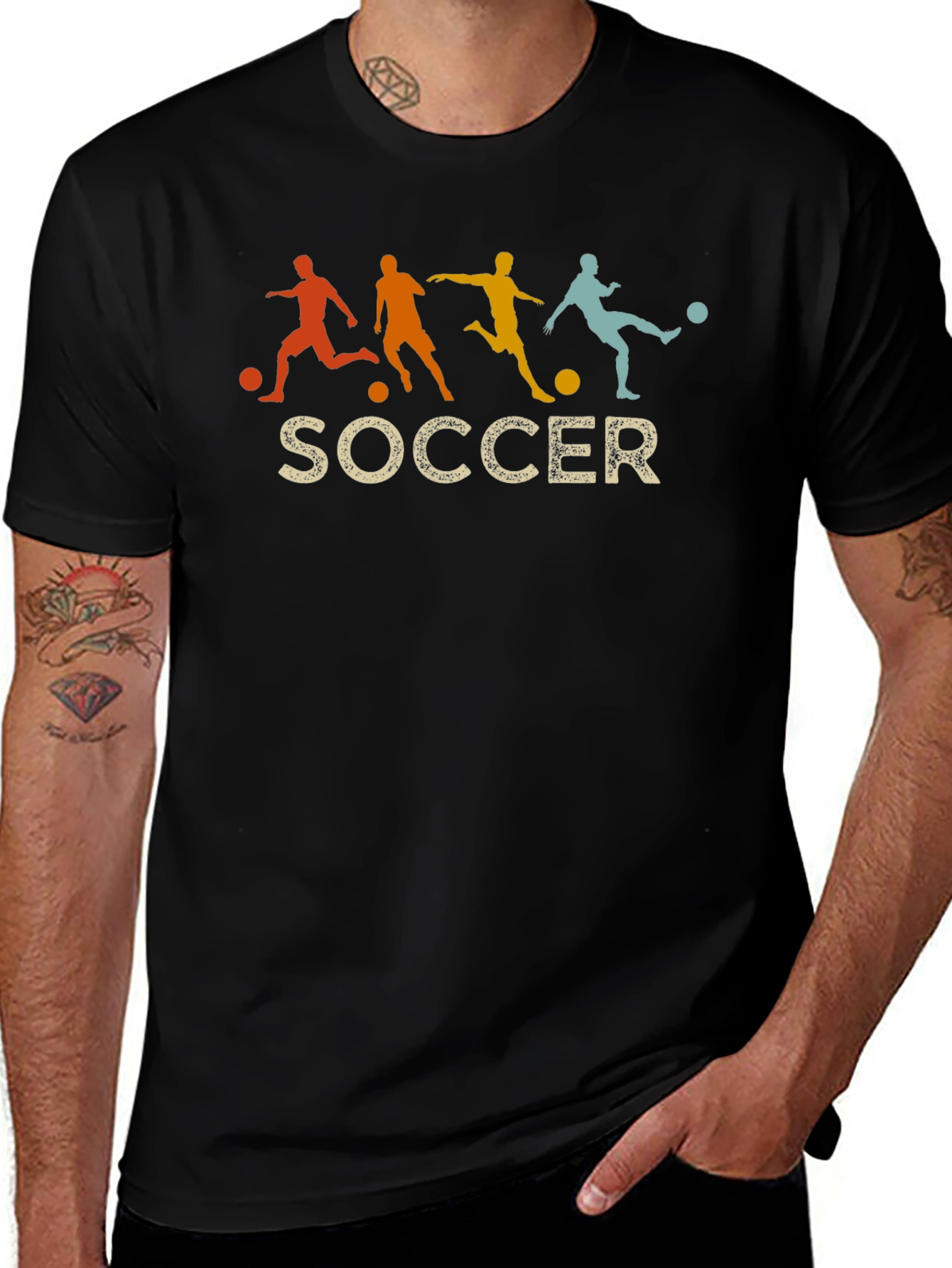 Variant 27 of Retro Soccer Silhouette Graphic Tee - Black