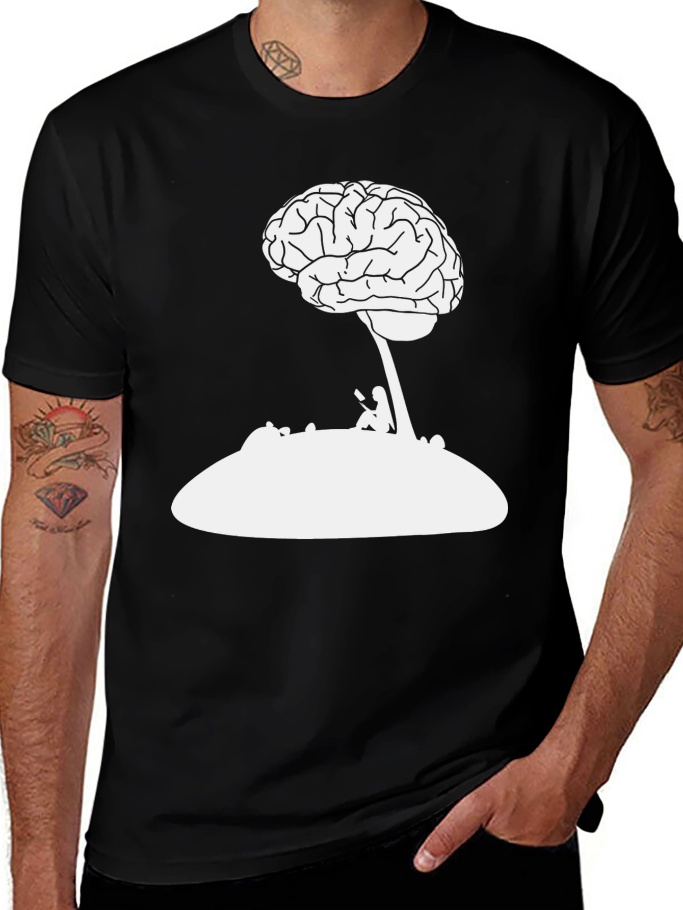 Variant 20 of Brainy Black Tee - Thinker's Delight