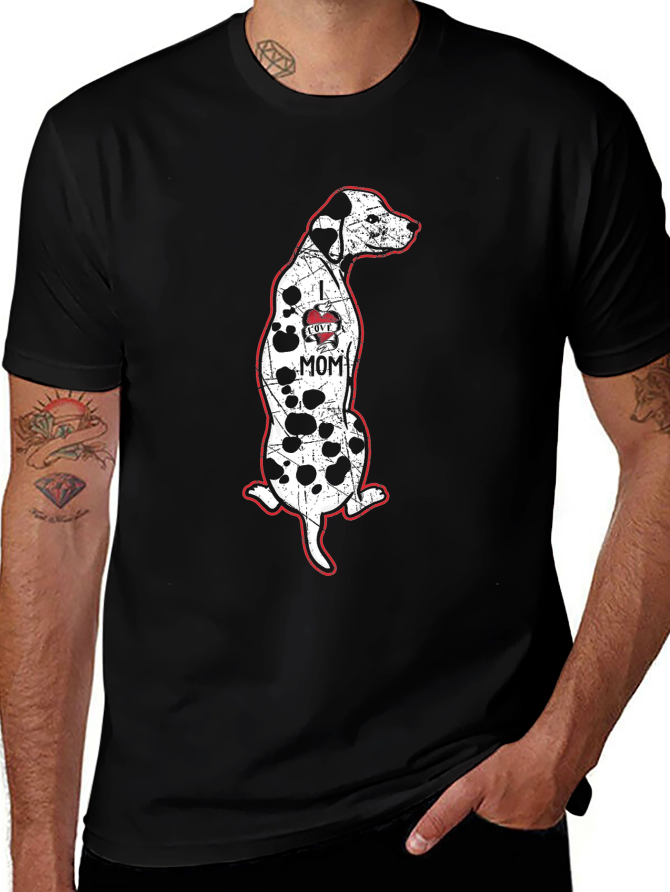 Variant 27 of I Love Mom Dalmatian Dog Graphic Tee