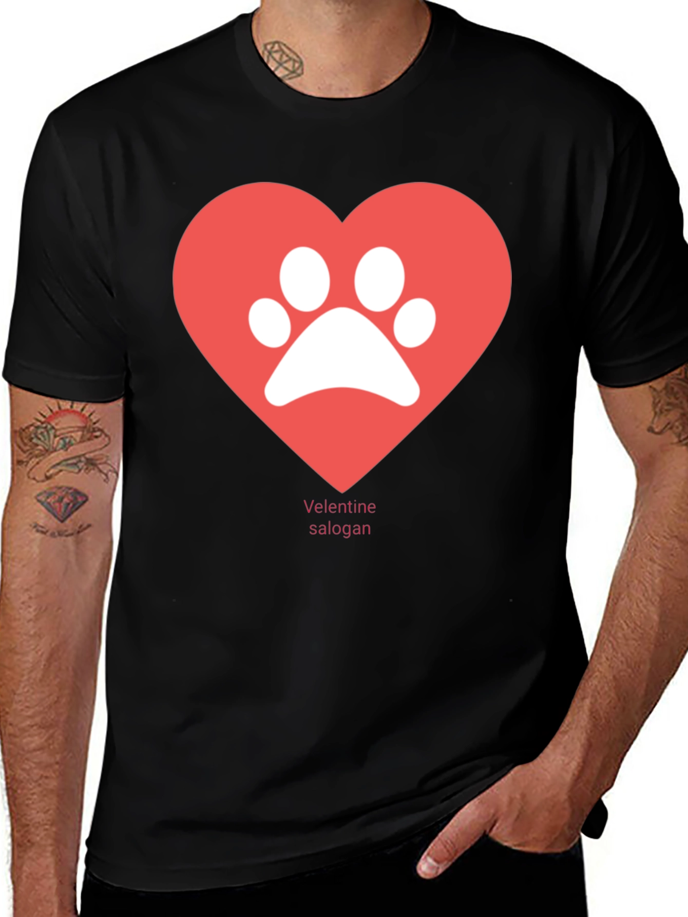 Variant 11 of Paw Print Heart T-Shirt - Valentine's Day