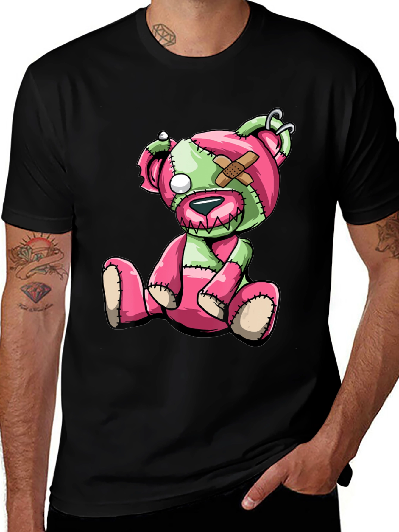 Variant 19 of Creepy Cute Stitched Teddy Bear Graphic Tee