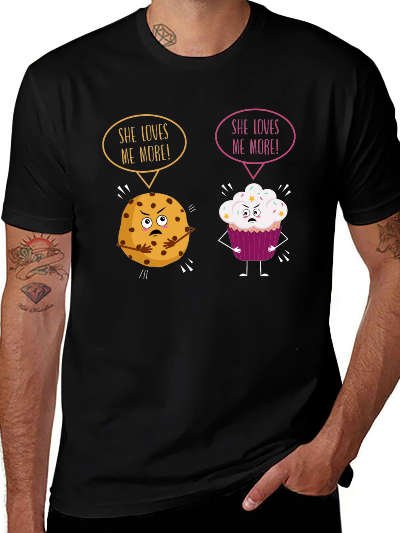 Variant 11 of She Loves Me More T-Shirt: Cookie vs Cupcake