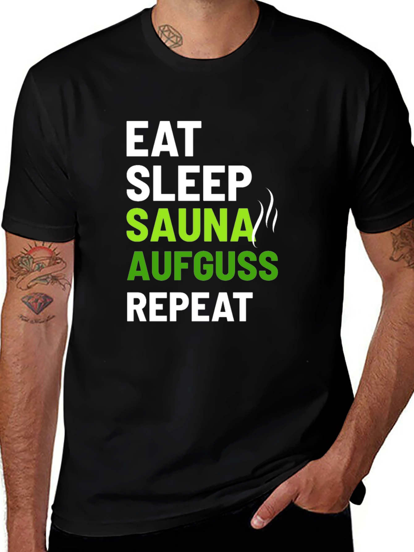 Variant 22 of Eat Sleep Sauna Aufguss Repeat T-Shirt