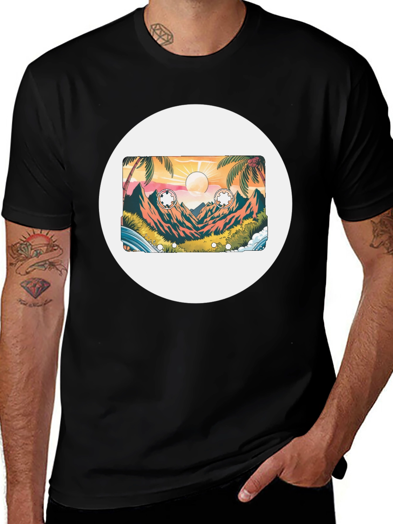 Variant 23 of Retro Cassette Tape Mountain Graphic T-Shirt