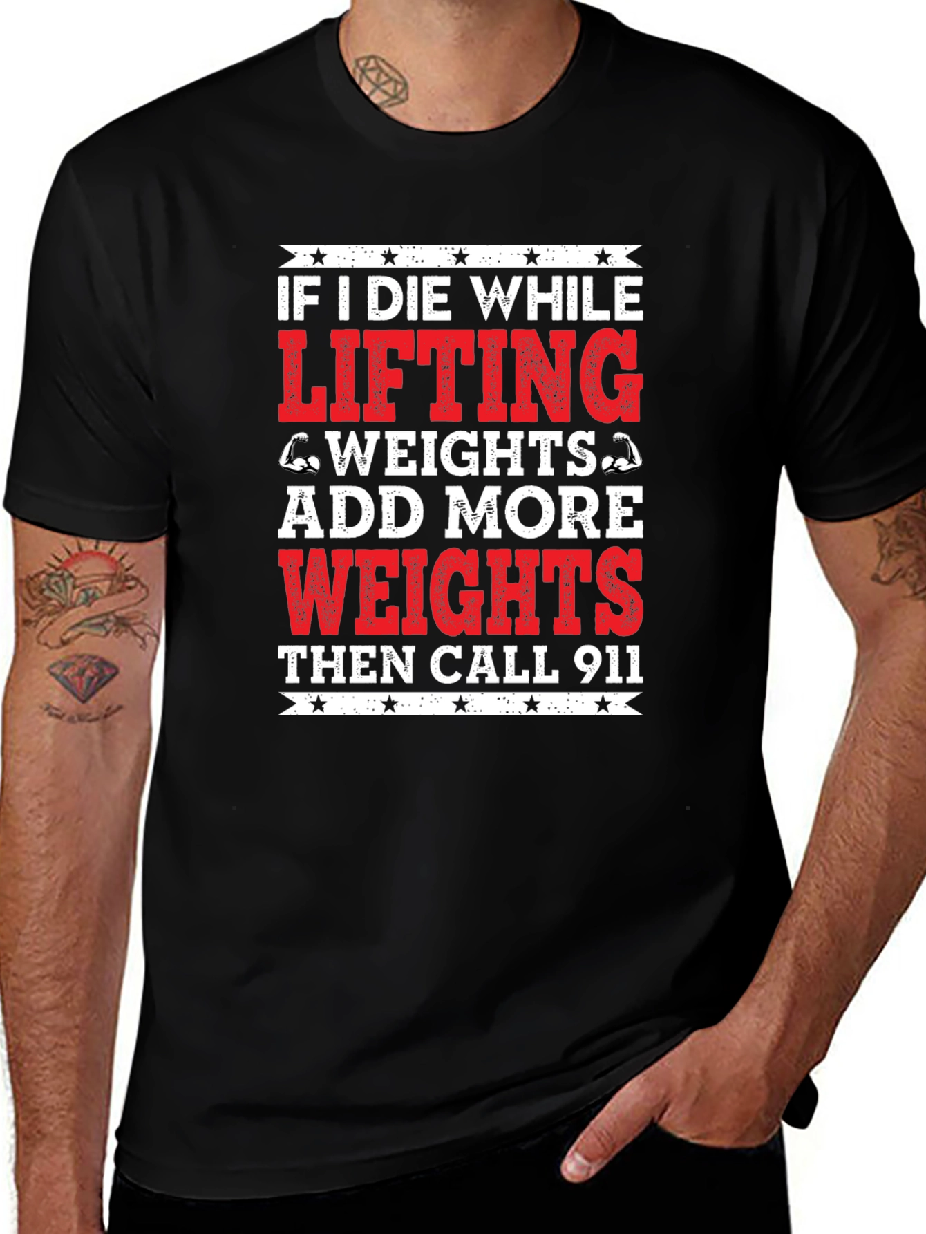 Variant 28 of Funny Gym T-Shirt - Add More Weights