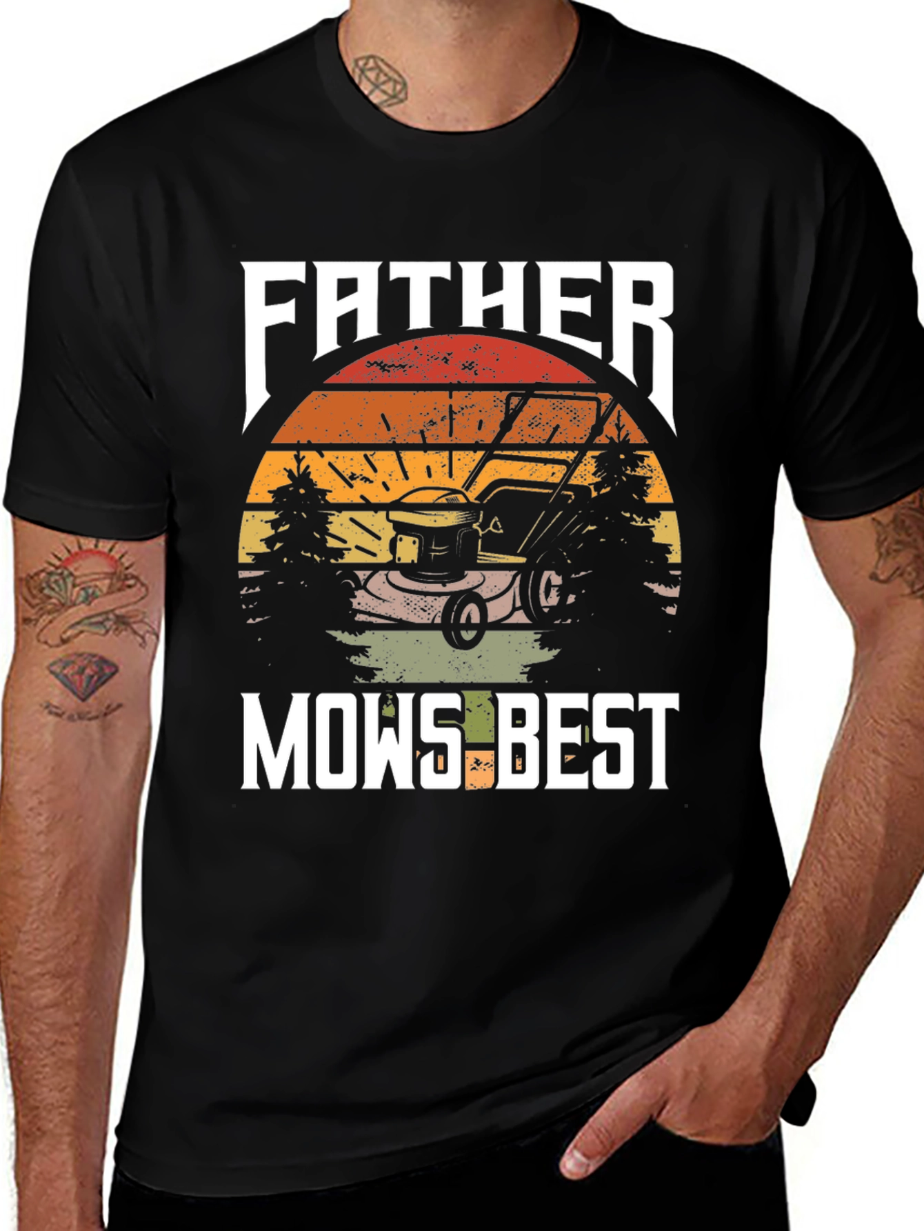 Father Mows Best T-Shirt - Lawn Care Dad Tee