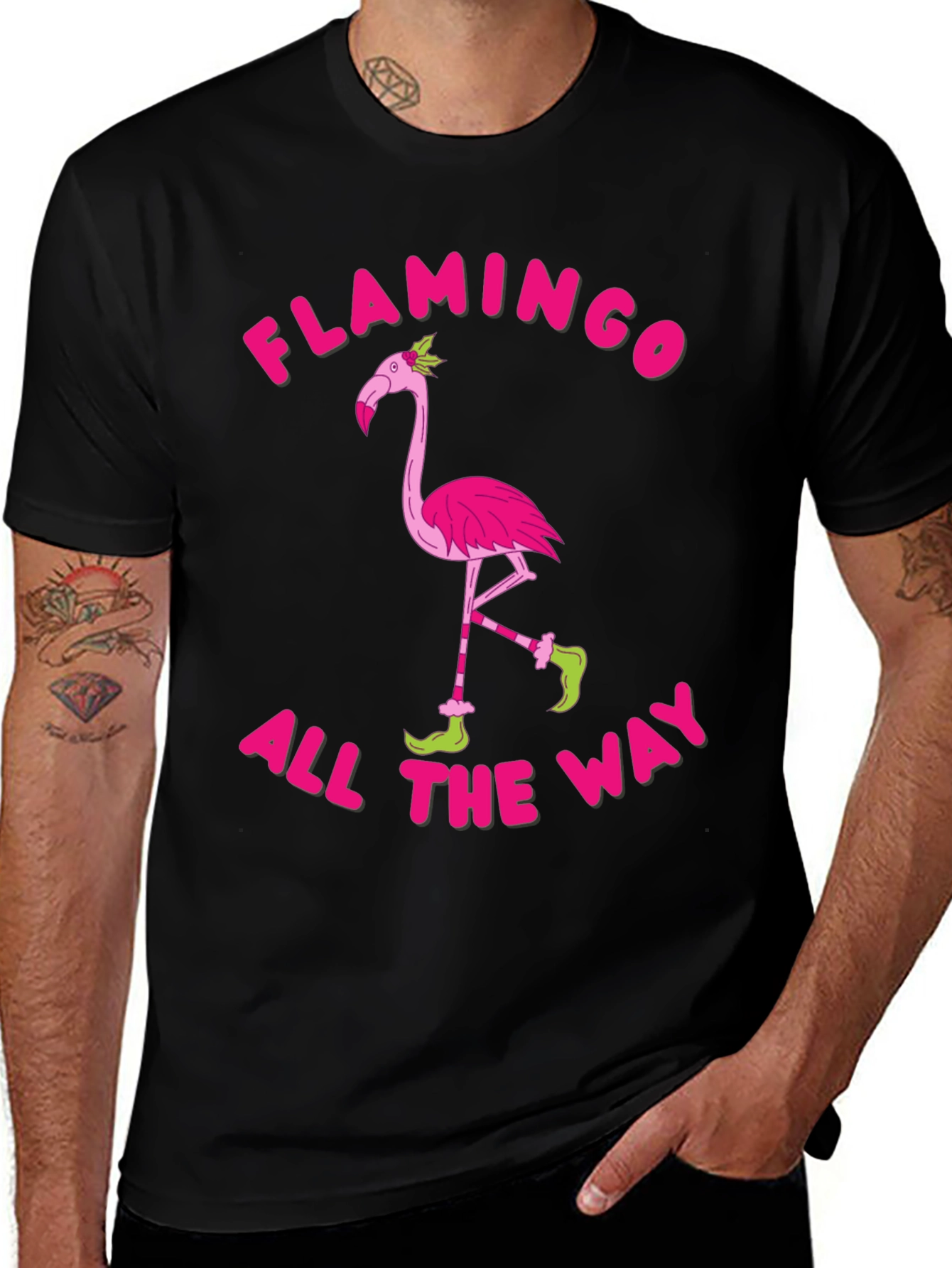 Variant 5 of Flamingo All The Way Black T-Shirt