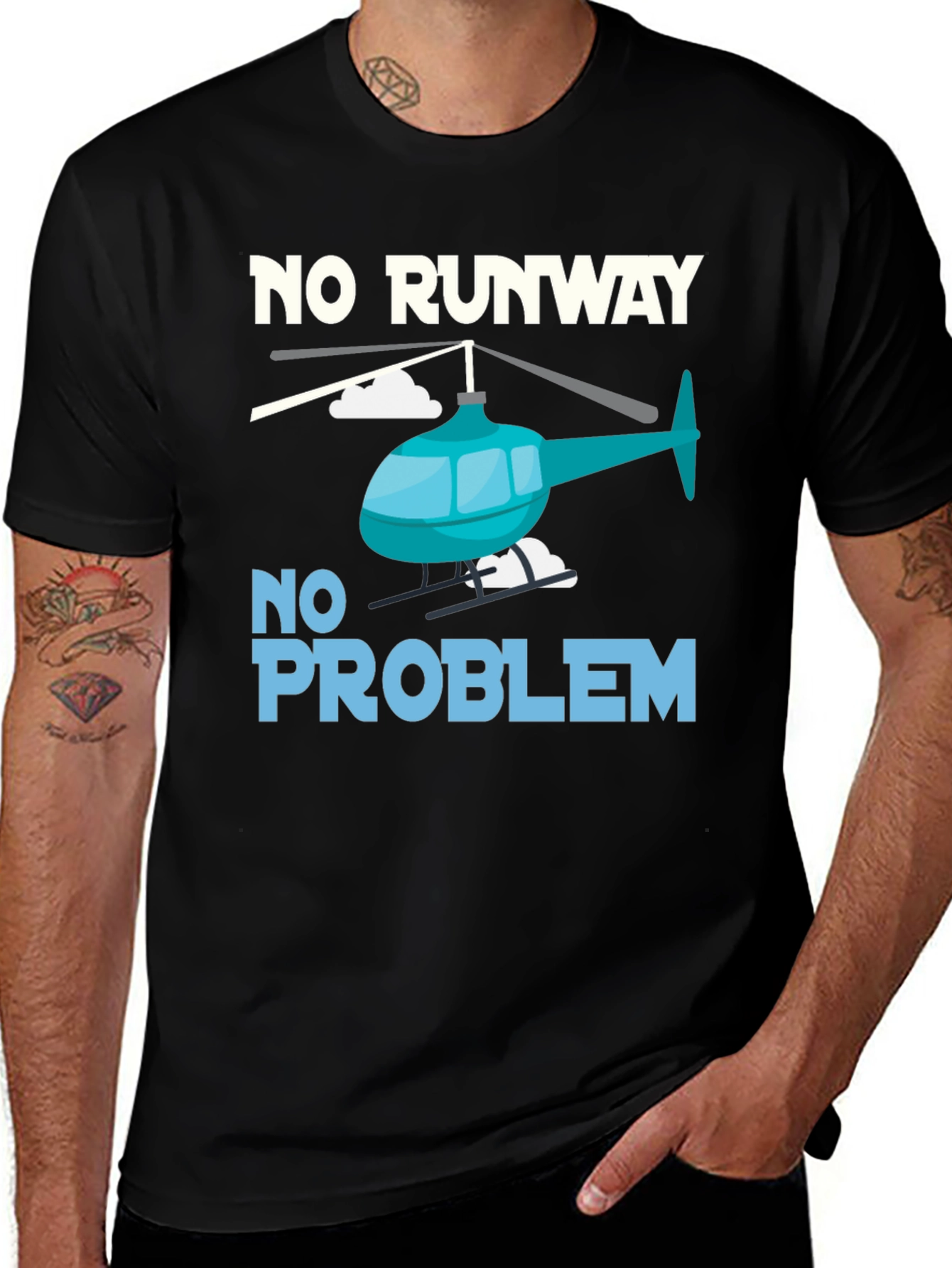 Variant 27 of No Runway No Problem Helicopter Graphic T-Shirt