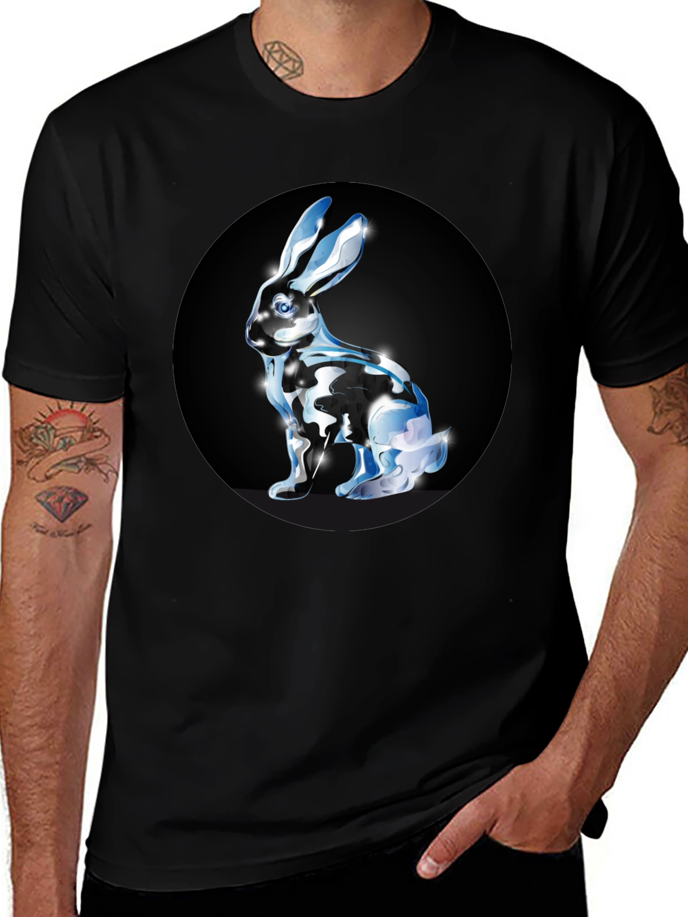 Variant 29 of Rabbit Graphic Black T-Shirt