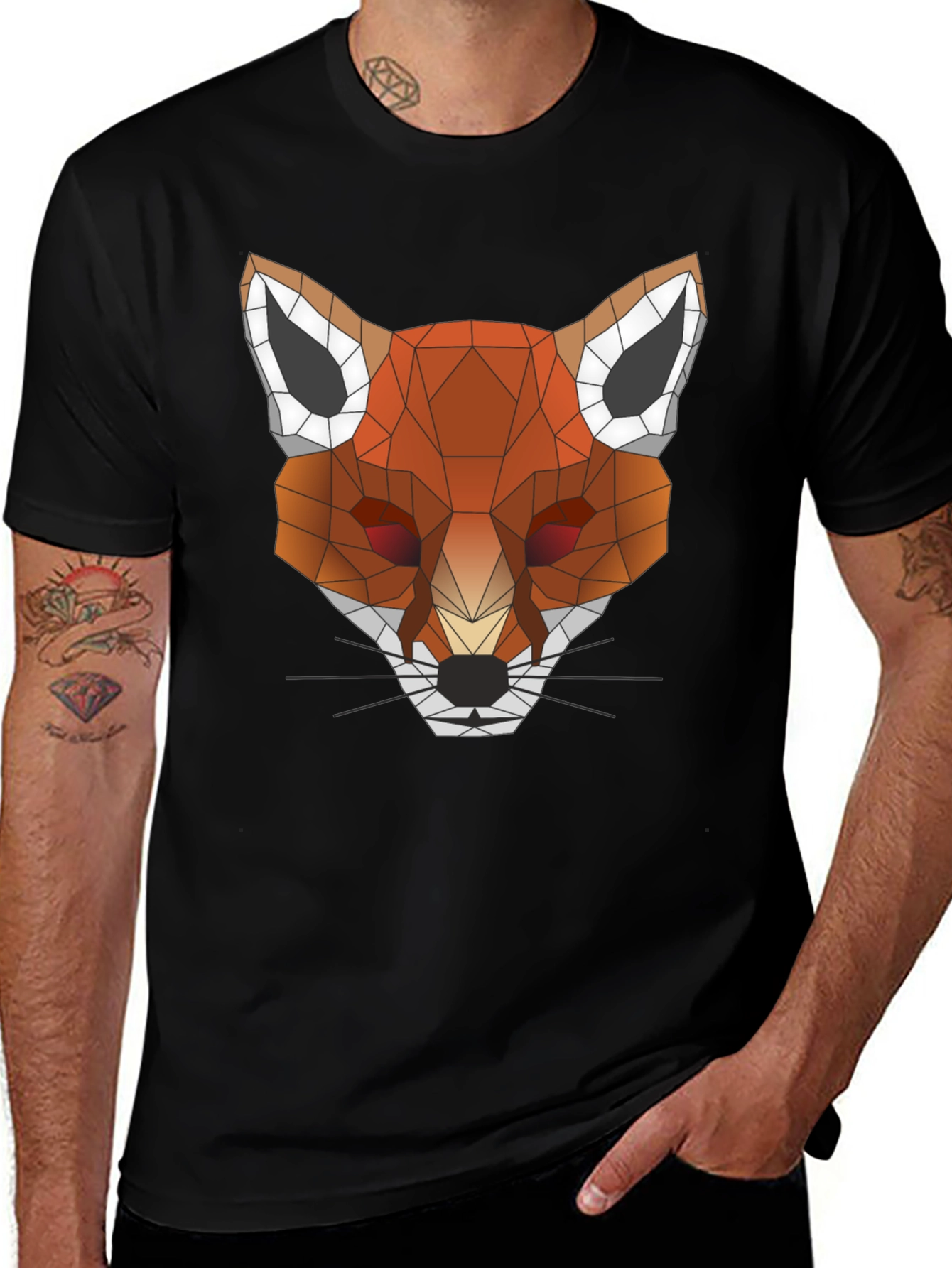 Variant 22 of Geometric Fox Graphic Tee - Men's Black T-Shirt