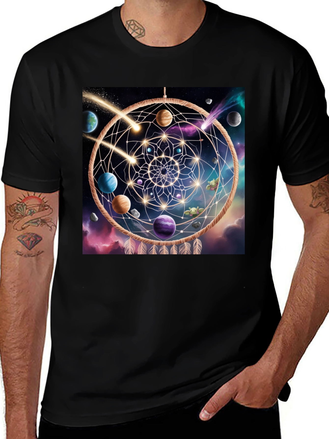 Variant 23 of Cosmic Dreamcatcher Black T-Shirt