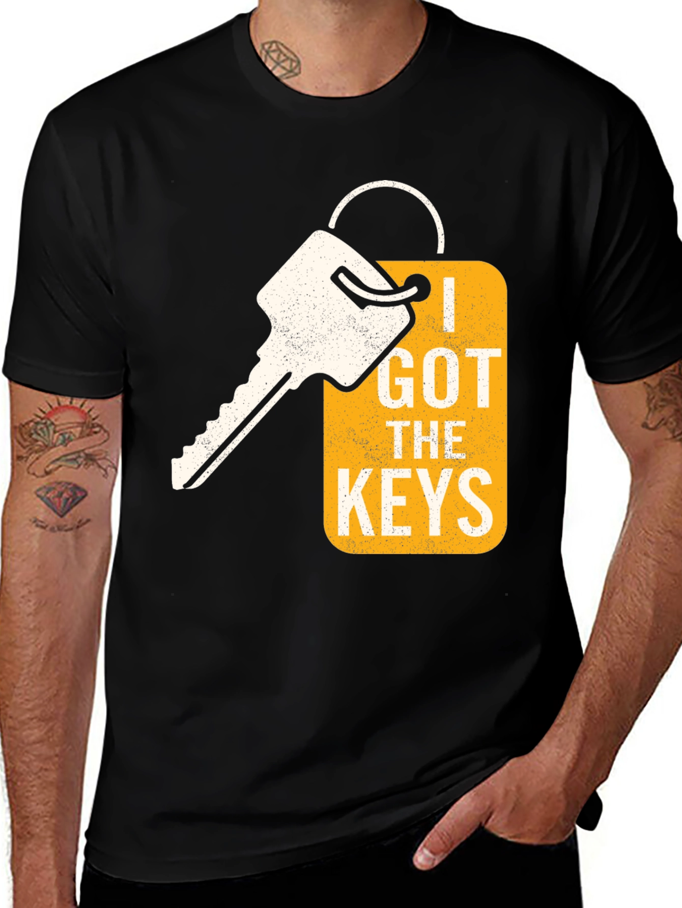 Variant 15 of I Got the Keys Graphic Tee - Black Cotton Casual Shirt