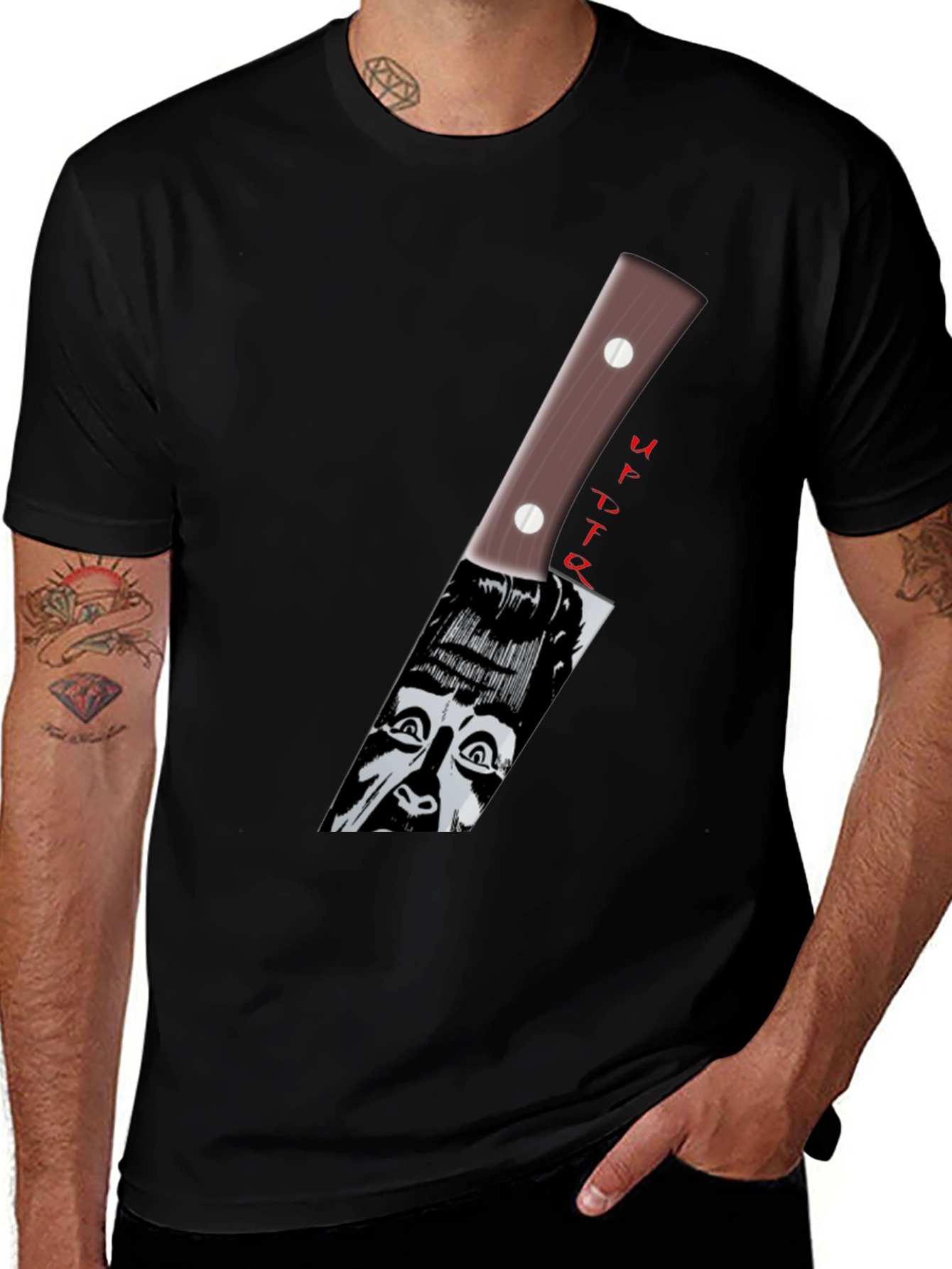 Variant 27 of Psycho Butcher Tee - Graphic Knife T-Shirt