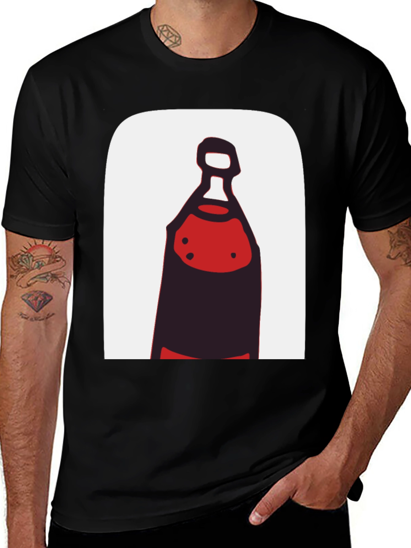 Variant 17 of Abstract Bottle Graphic Tee - Black Cotton