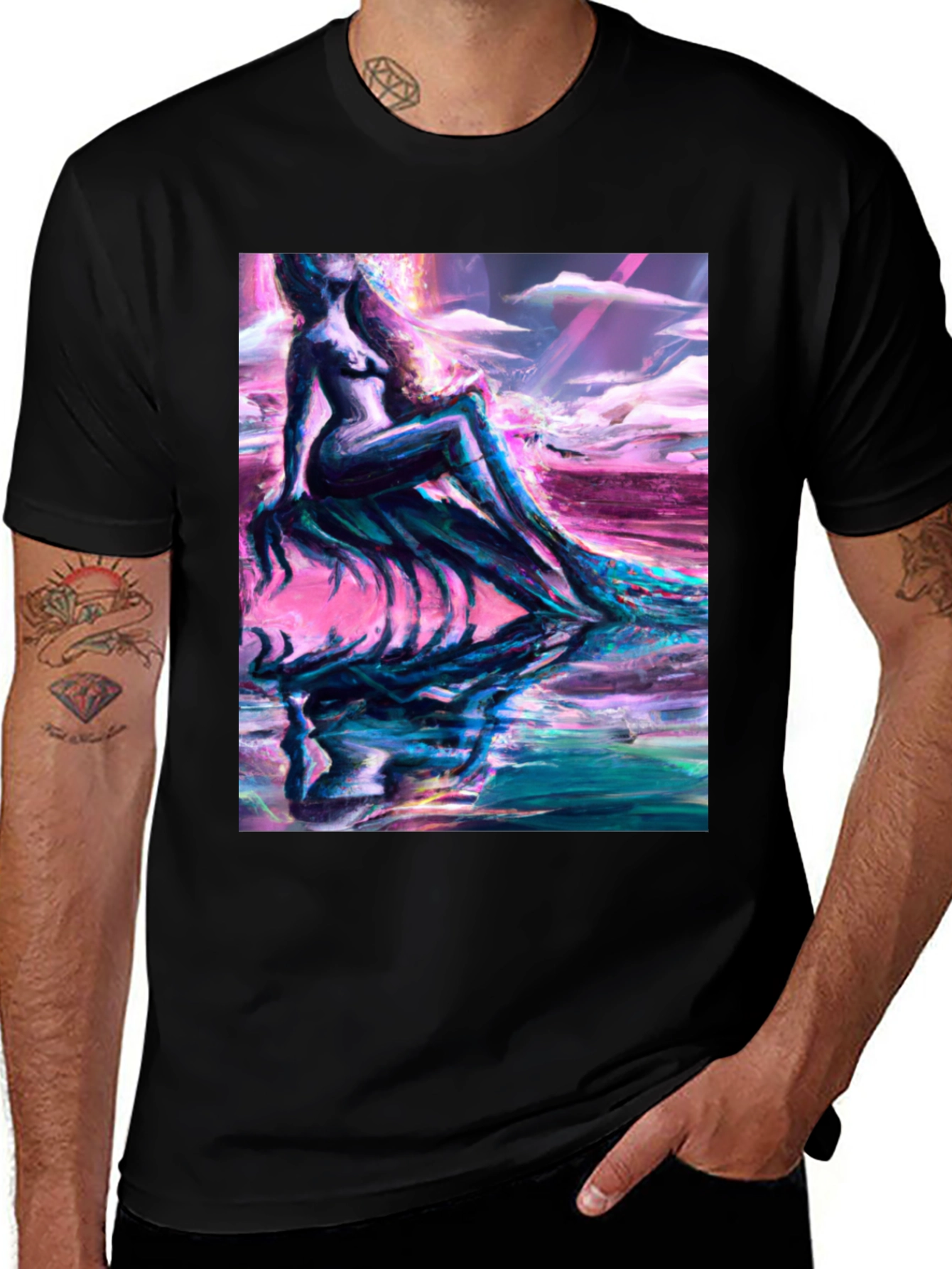 Variant 30 of Surreal Mermaid Graphic Tee - Unique Artistic Design