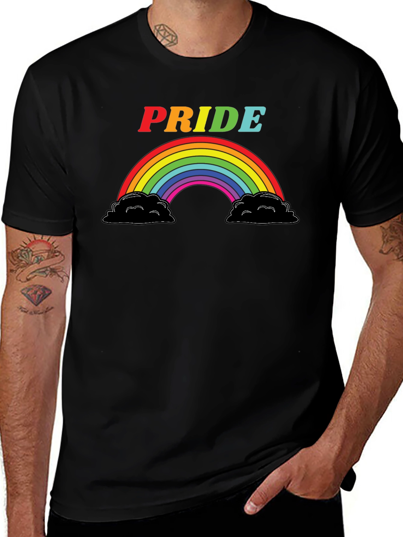 Variant 10 of Pride Rainbow Graphic Tee - Black Cotton T-Shirt