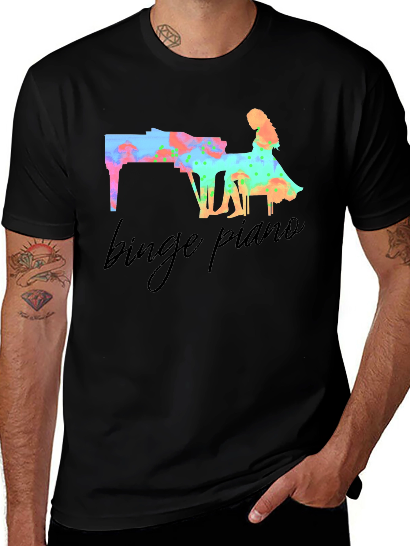 Variant 24 of Binge Piano Graphic T-Shirt - Music Lover Tee