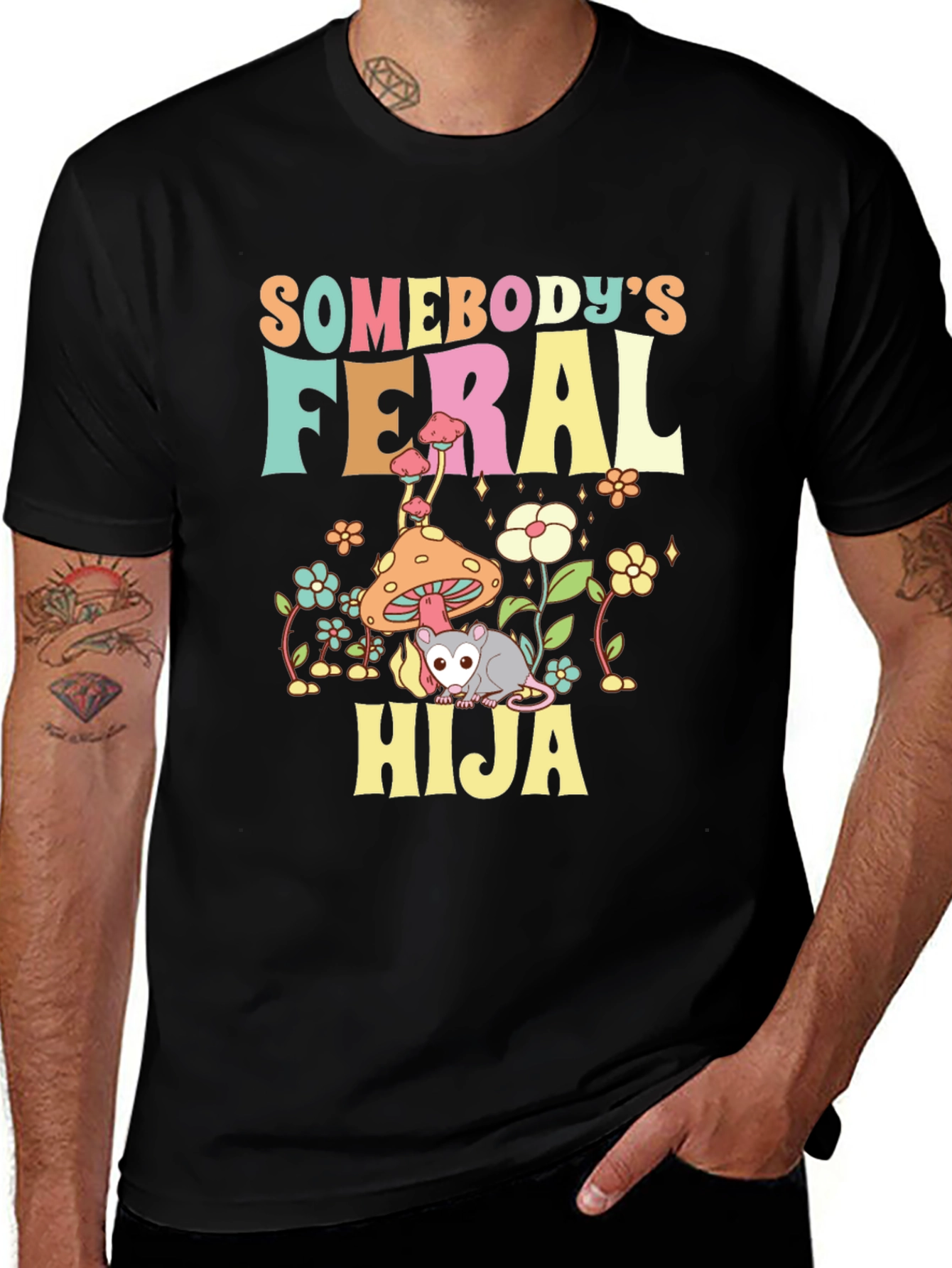 Variant 29 of Somebody's Feral Hija T-Shirt - Quirky Opossum Design