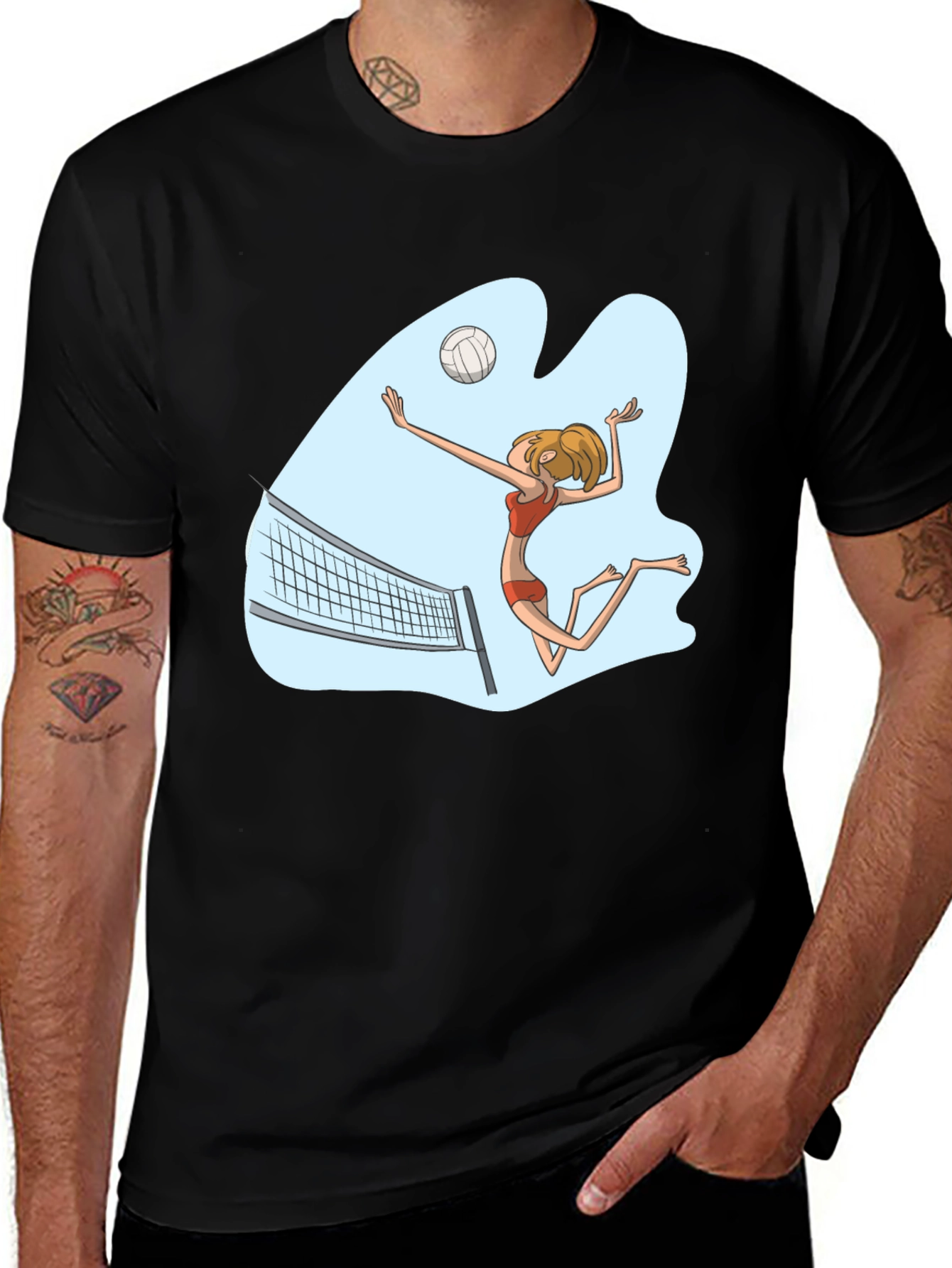 Variant 26 of Volleyball Graphic Tee - Black Cotton T-Shirt