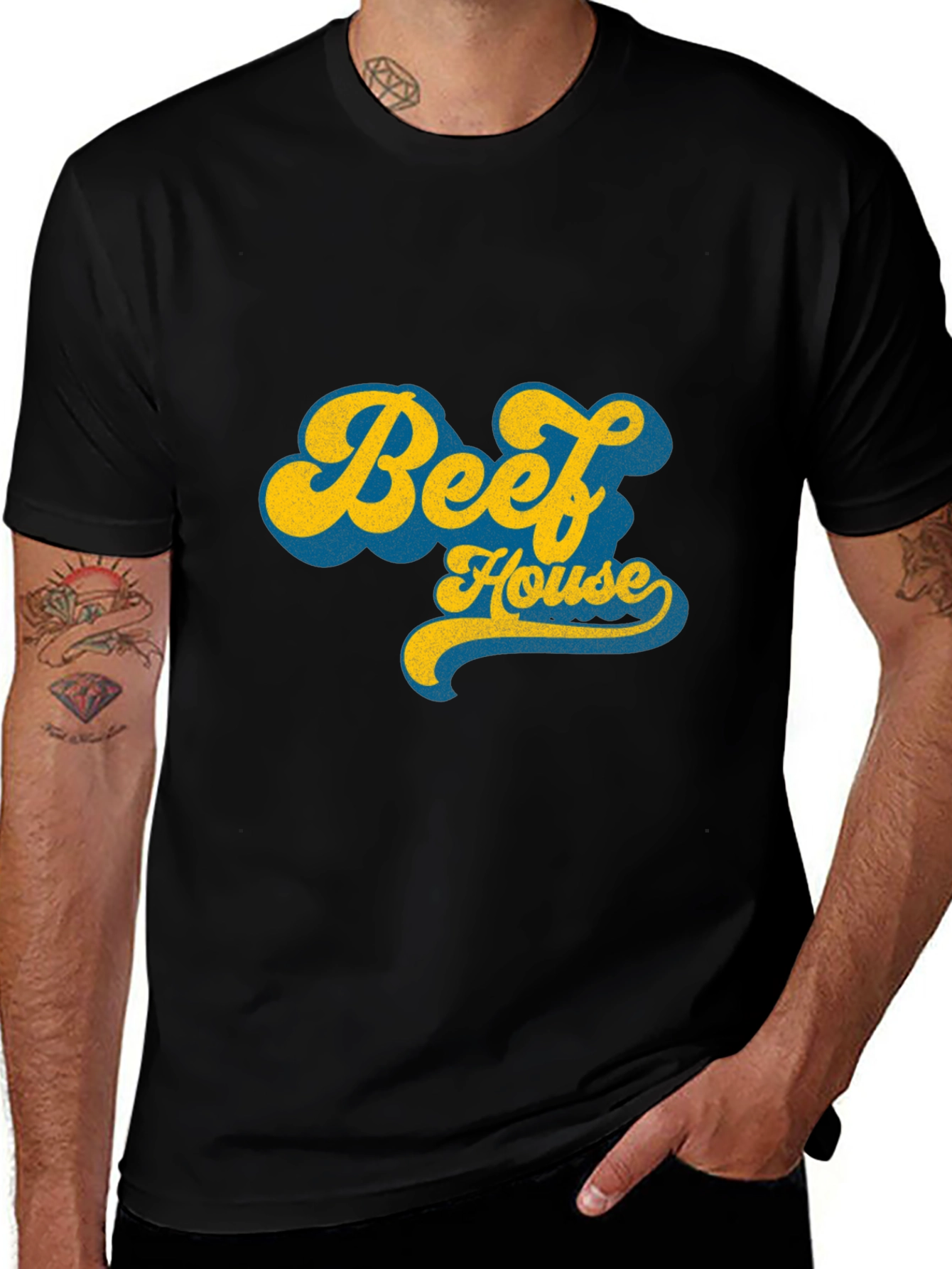 Retro "Beef House" Graphic Tee - Black