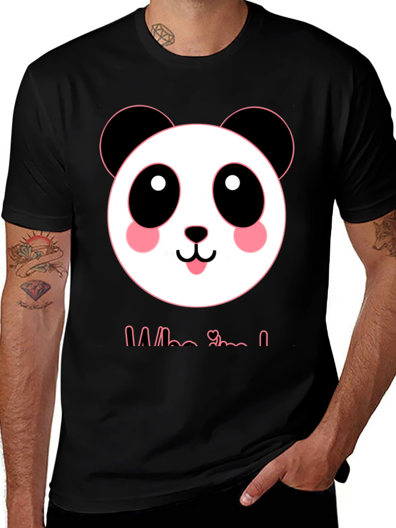 Variant 27 of Cute Panda Graphic Tee - Men's Black T-Shirt