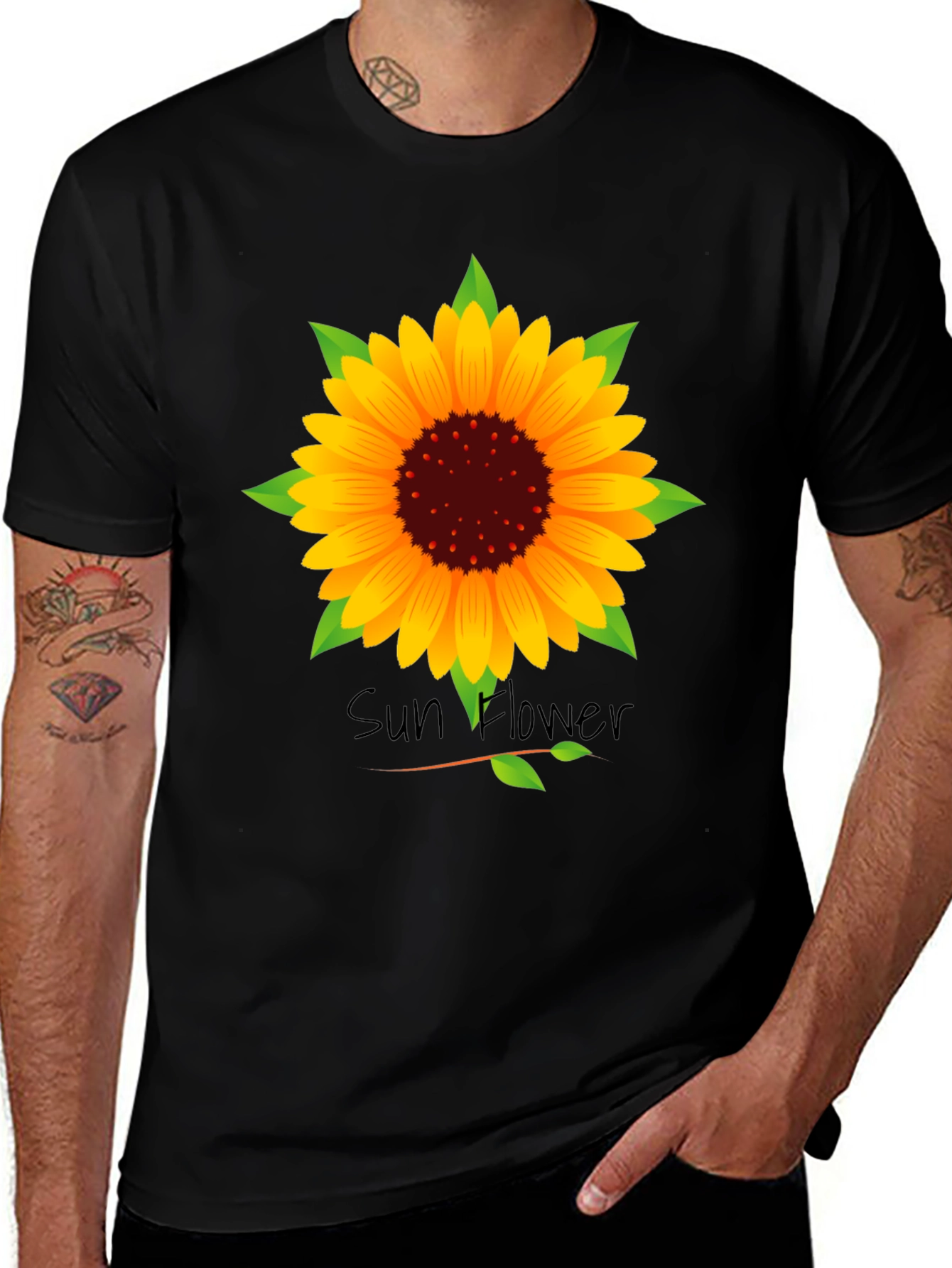 Variant 8 of Sunflower Graphic T-Shirt - Unisex Black Tee