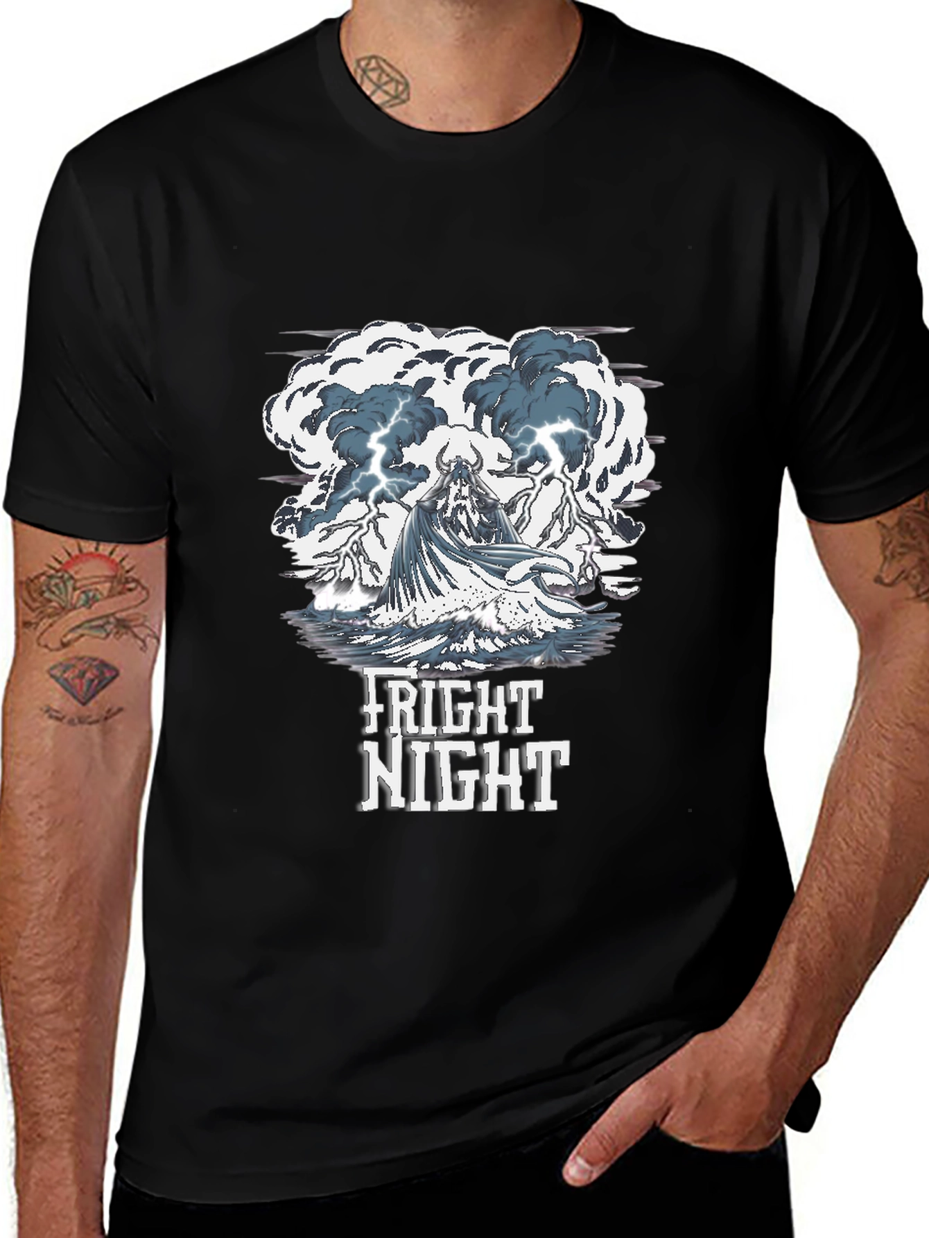 Black Fright Night Graphic Print T-Shirt main image