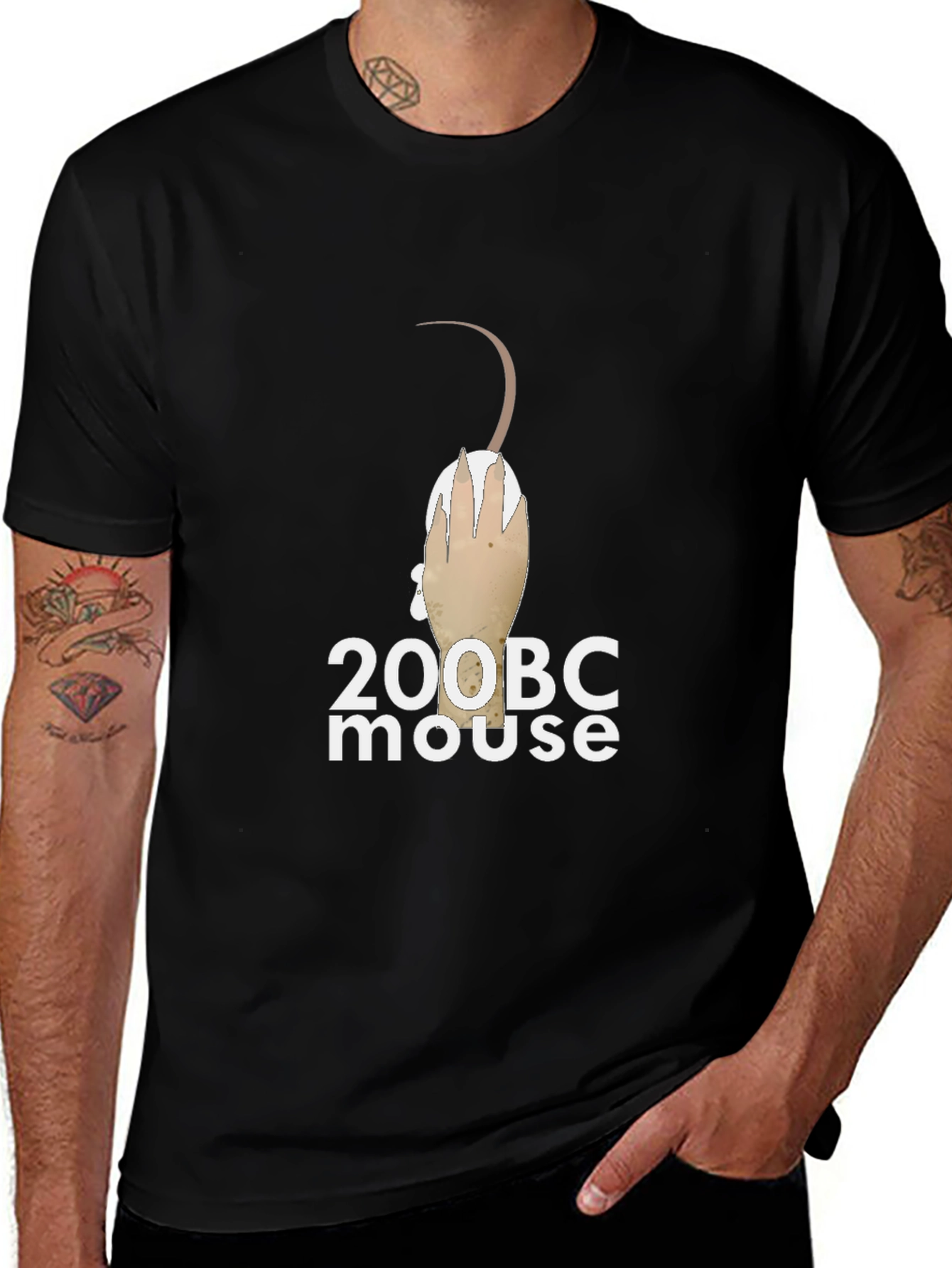 Variant 28 of 200 BC Mouse Graphic Tee - Black Cotton T-Shirt