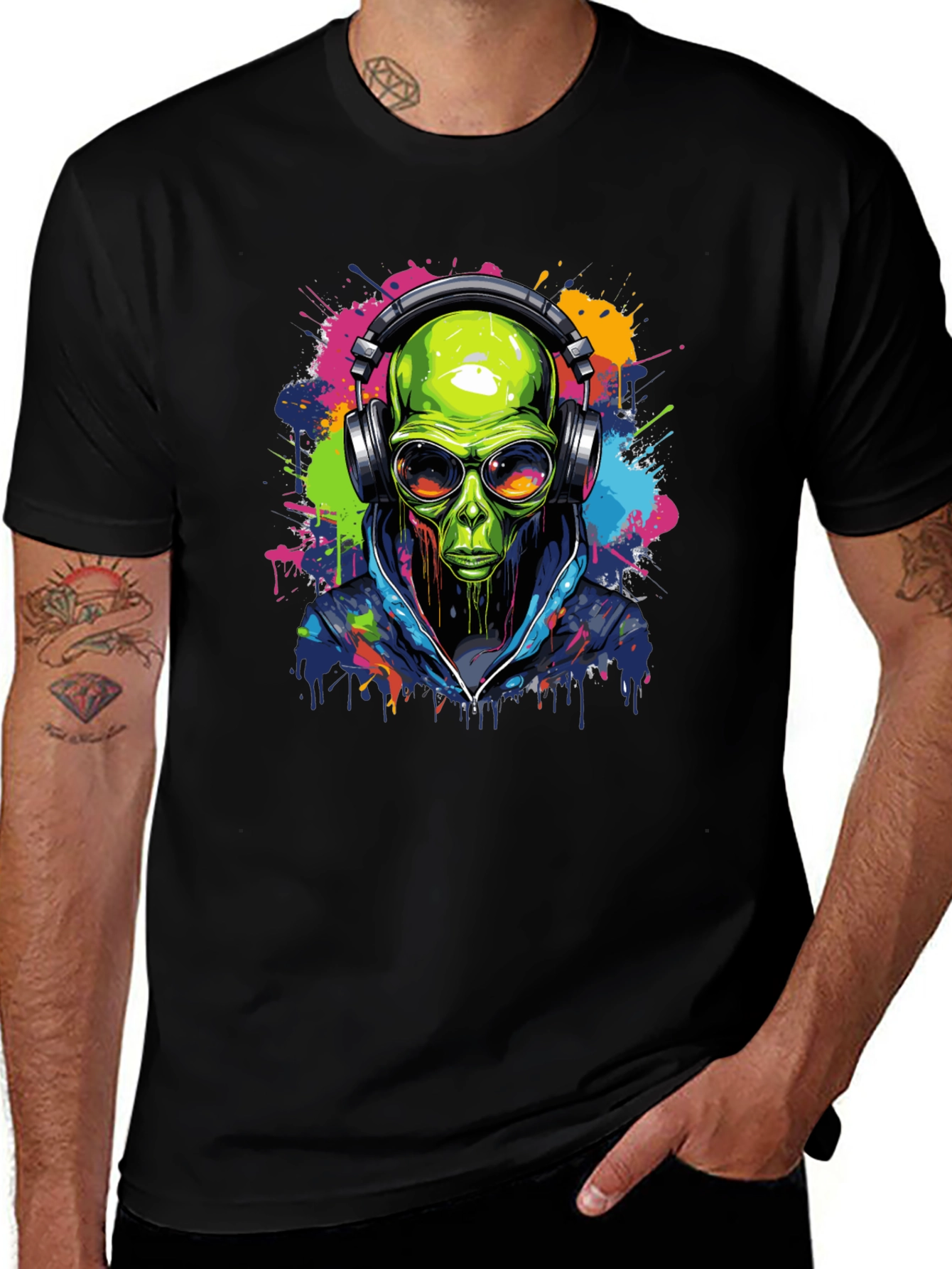 Variant 17 of Alien DJ Graphic Tee - Black T-Shirt