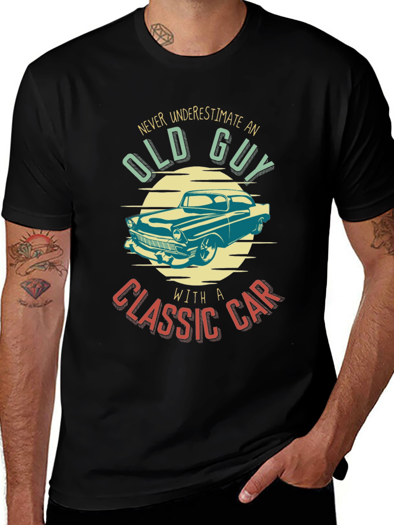 Variant 12 of Old Guy Classic Car T-Shirt - Black