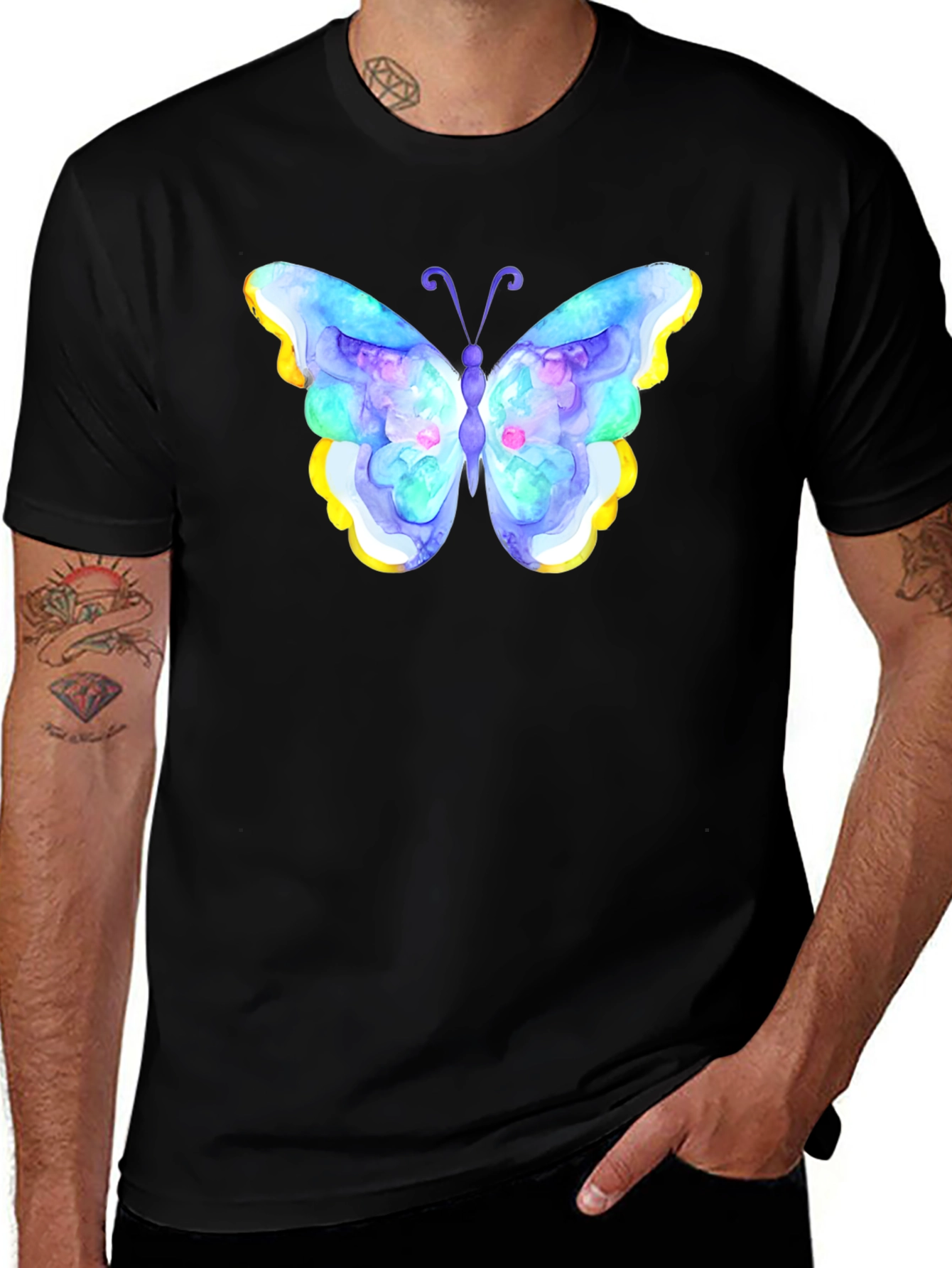 Variant 16 of Butterfly Graphic Tee - Unique Watercolor Design
