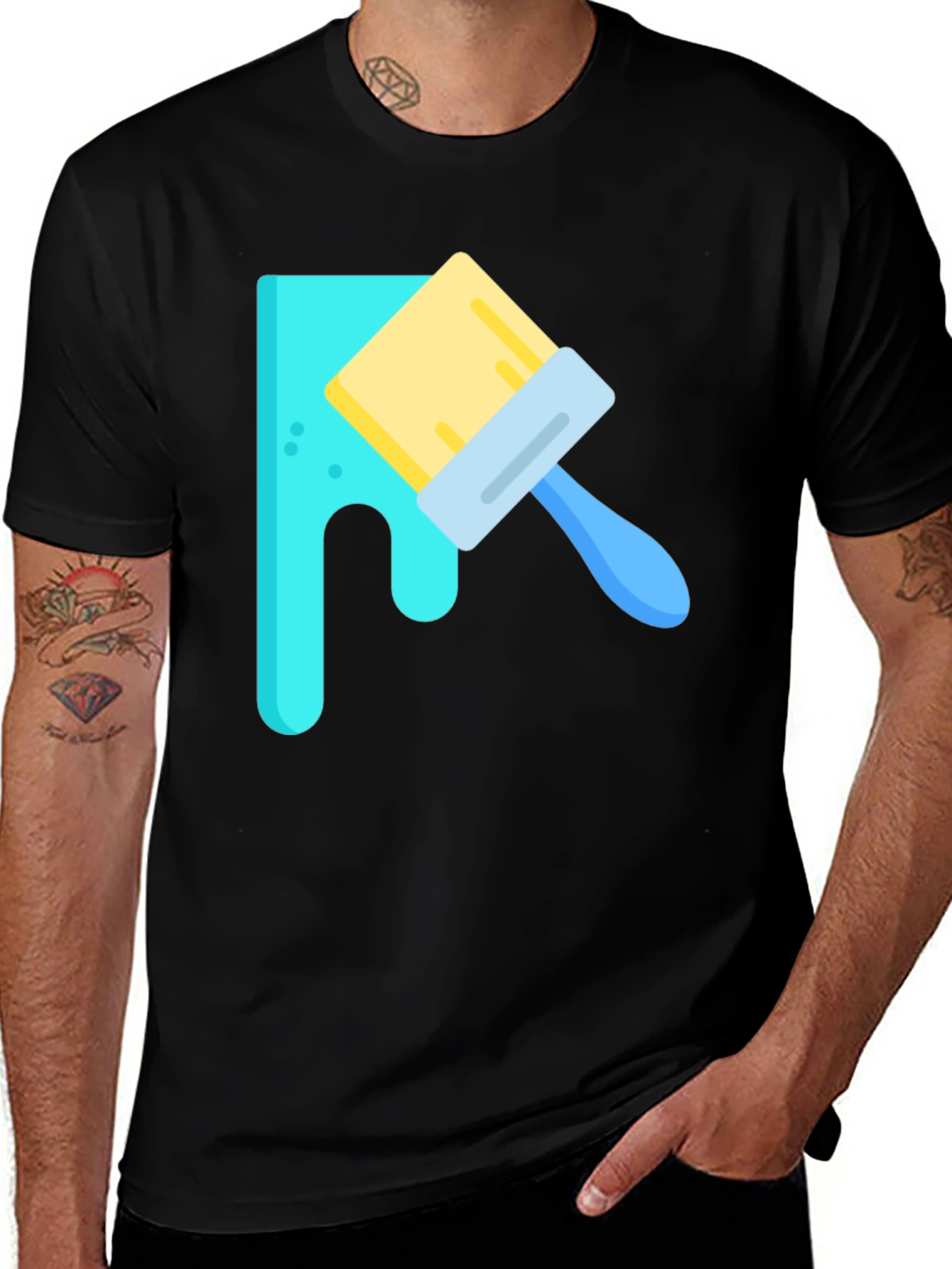 Variant 9 of Paint Brush Graphic Black T-Shirt