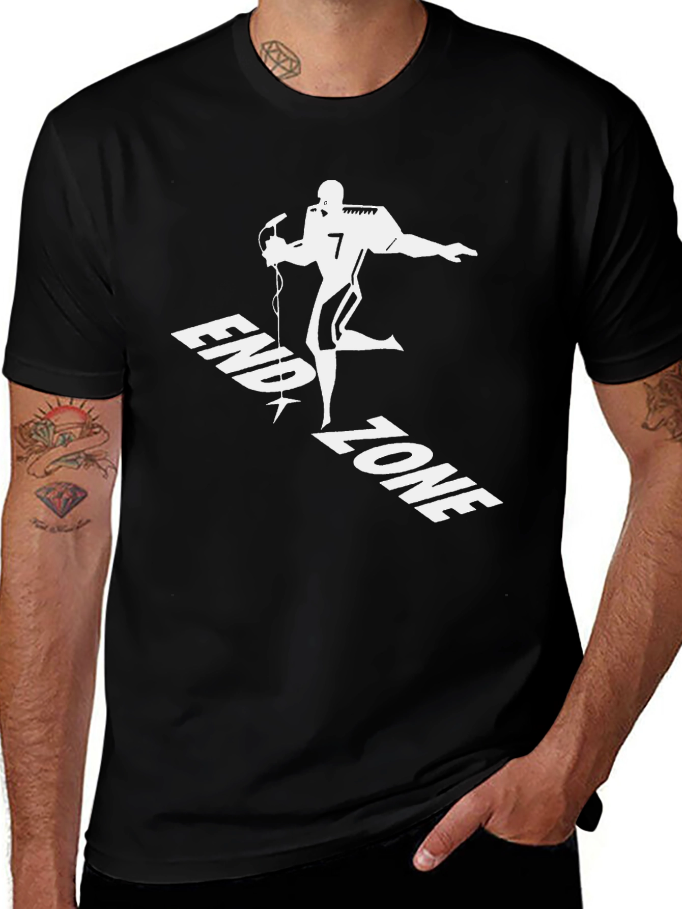 Black End Zone Football Graphic T-Shirt main image