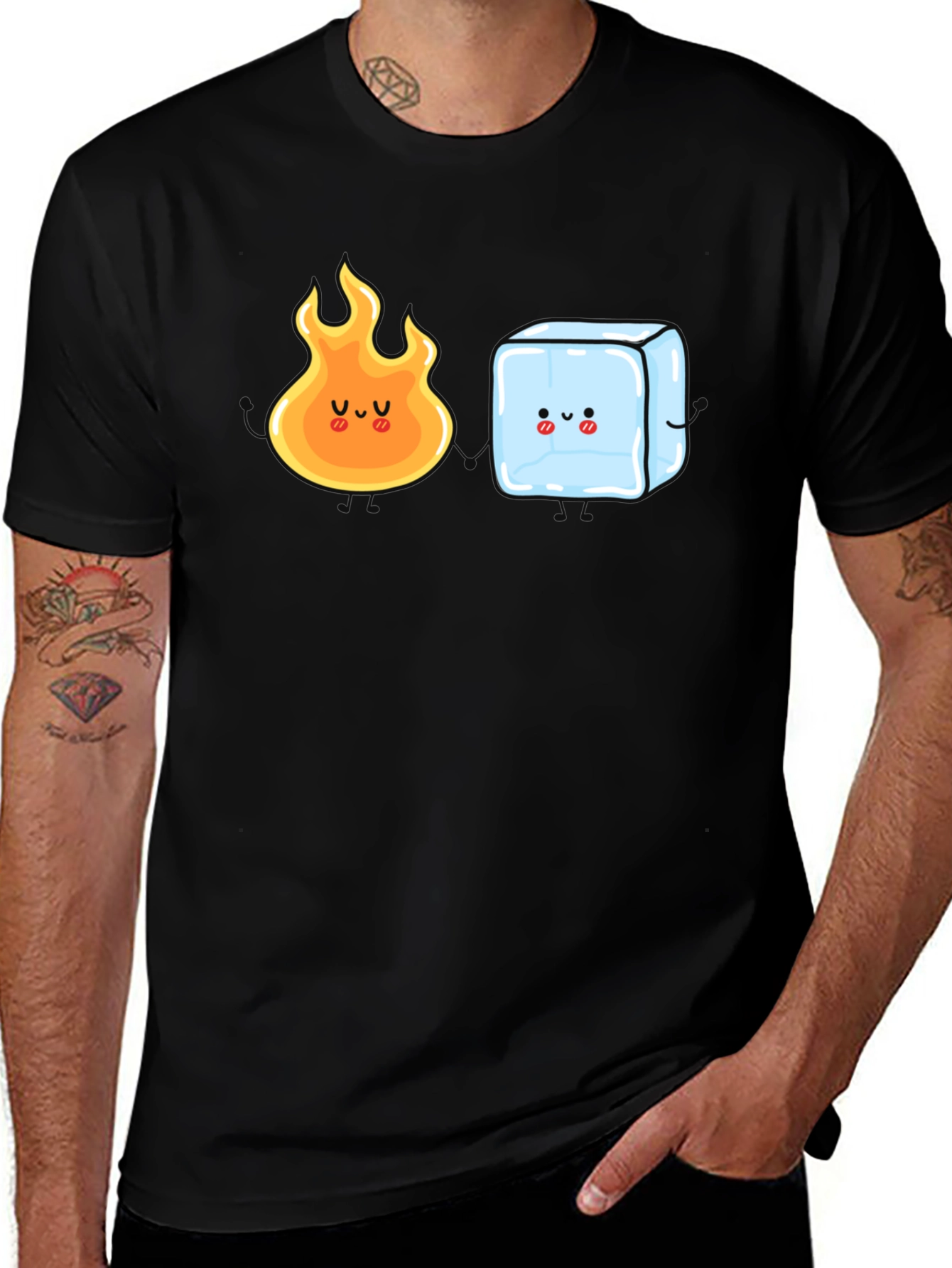 Variant 11 of Cute Fire and Ice Cube Graphic T-Shirt
