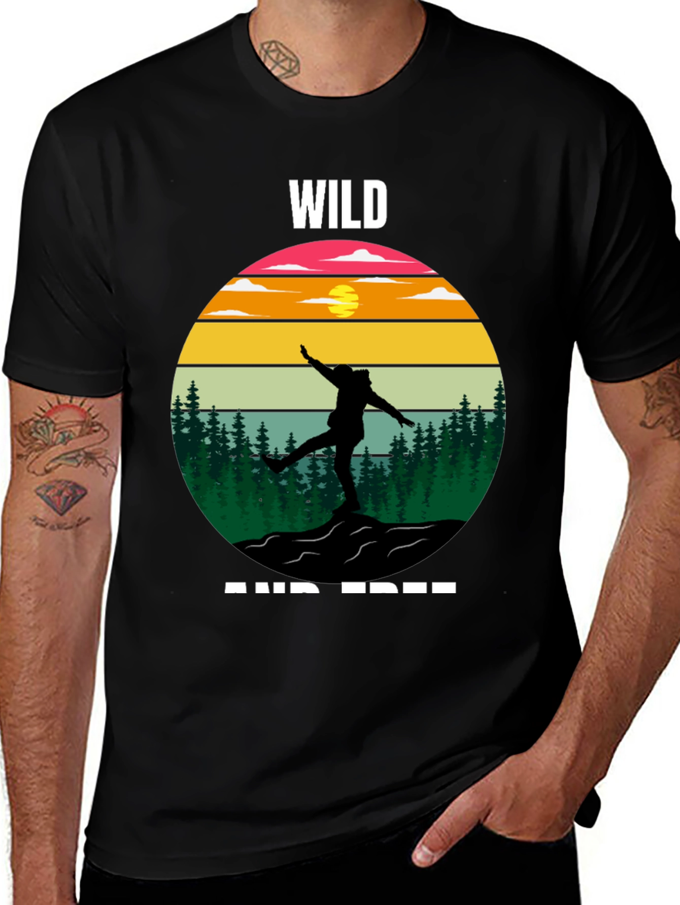 Variant 17 of Wild and Free Nature Silhouette Graphic Tee