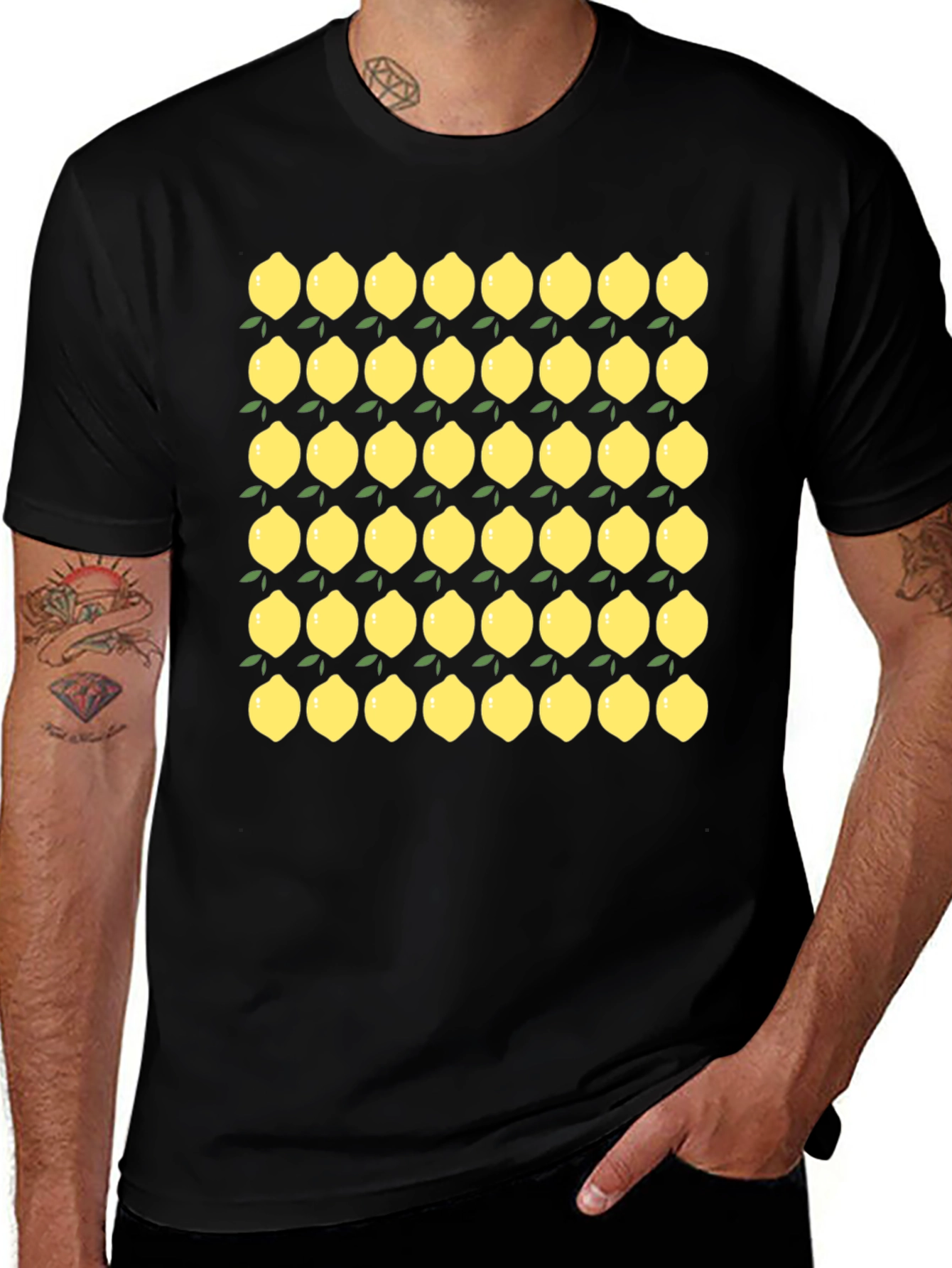 Lemon Pattern Black T-Shirt - Fresh & Fun Style