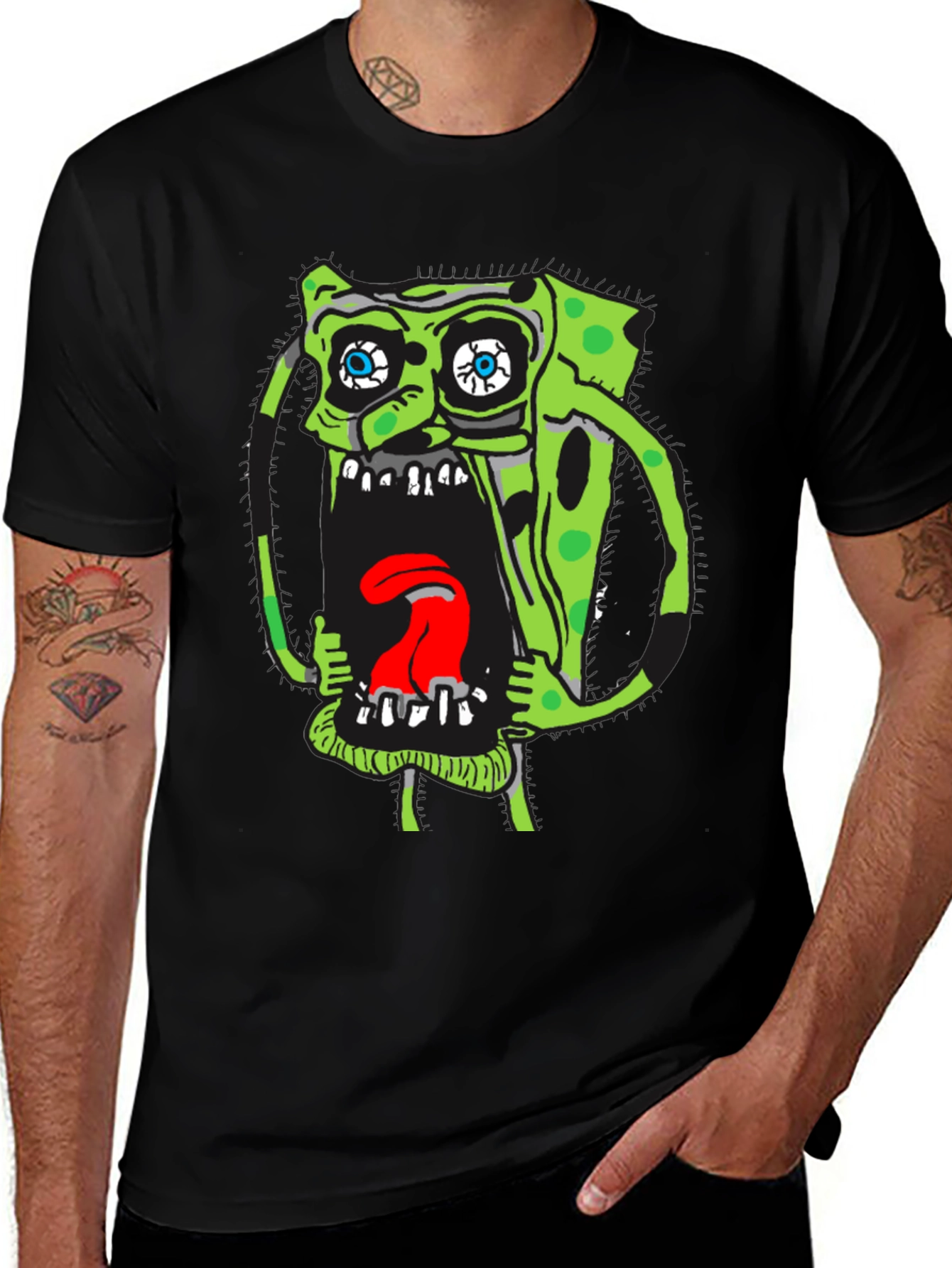Variant 30 of SpongeBob Scream Graphic Tee - Black