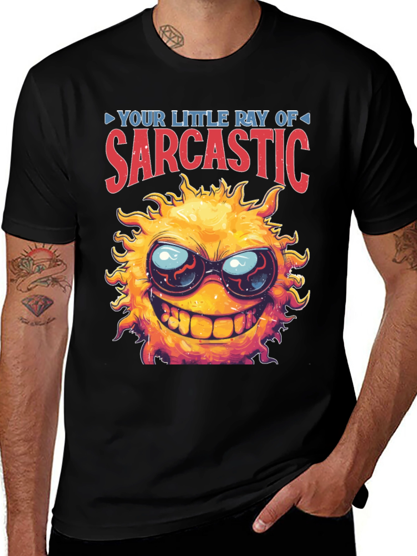 Black Sarcastic Sun Graphic T-Shirt - Black main image