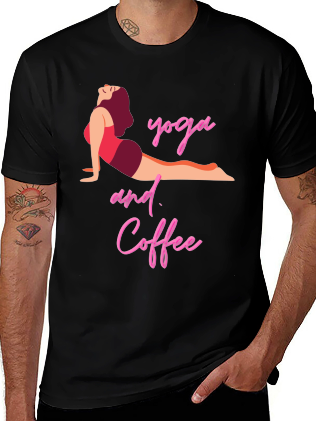 Variant 16 of Yoga and Coffee T-Shirt - Black