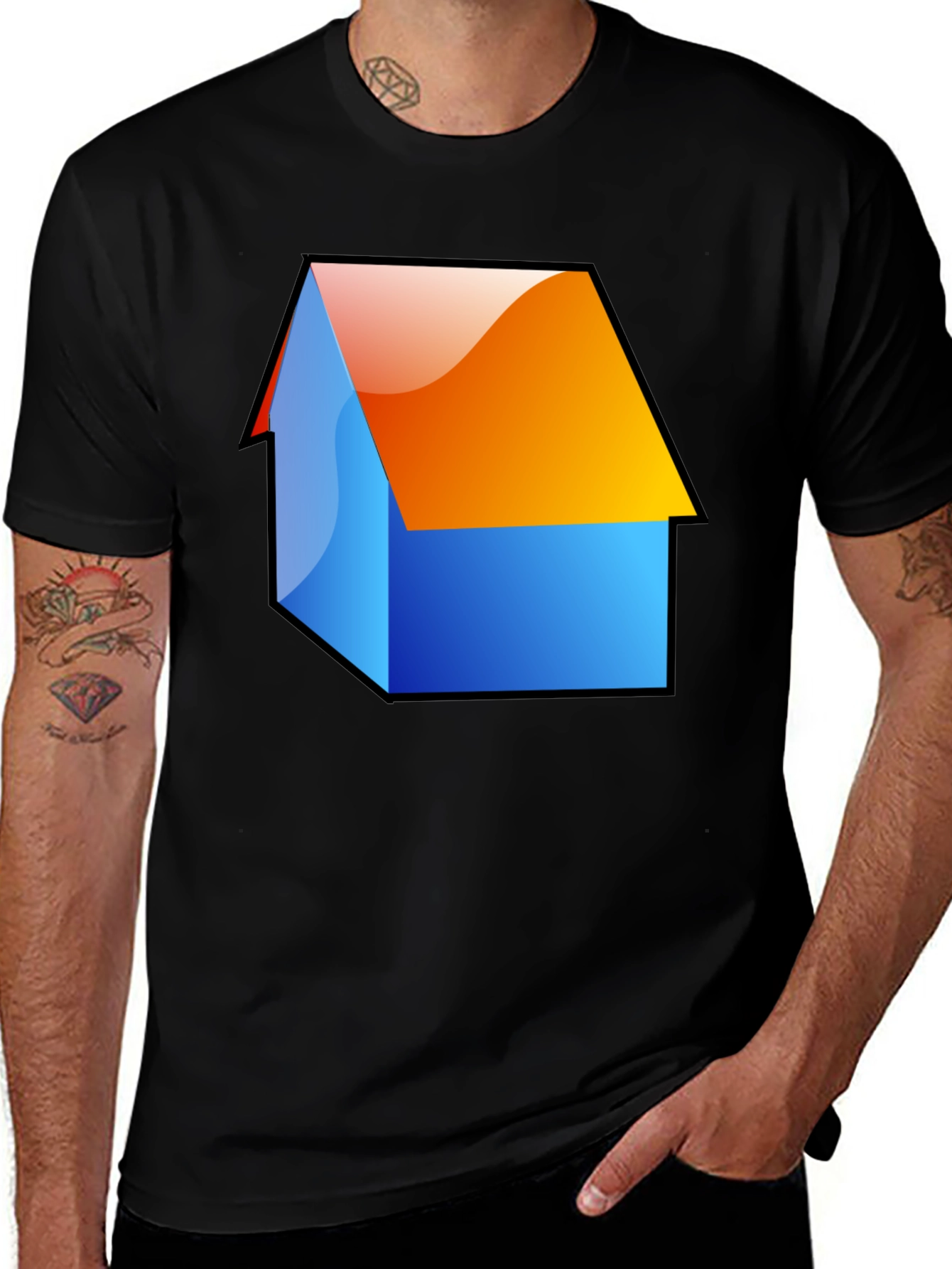 Variant 12 of Geometric House Graphic Tee - Modern Minimalist Design