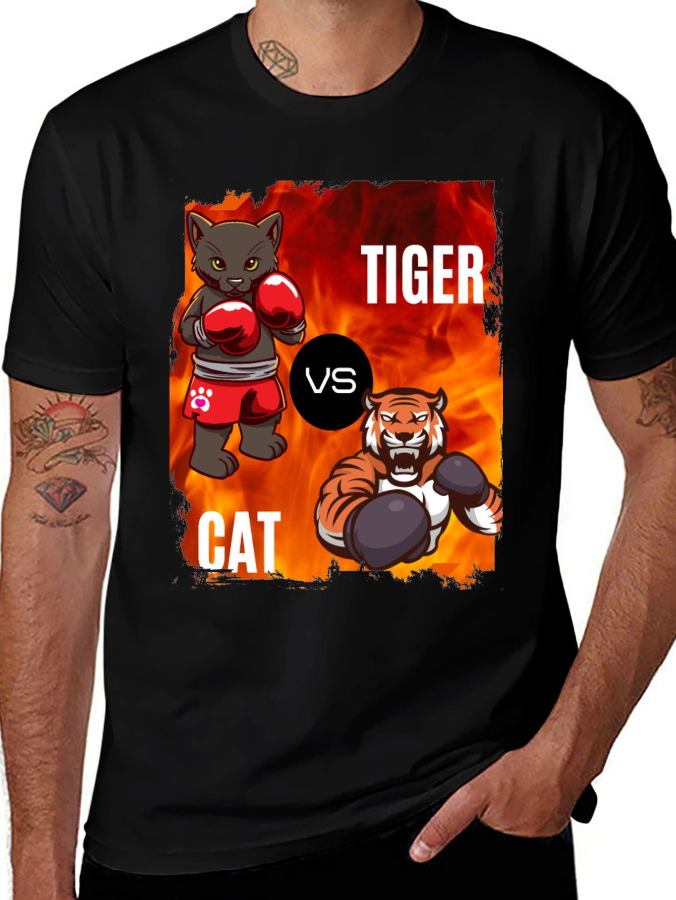 Variant 5 of Tiger vs Cat Boxing T-Shirt