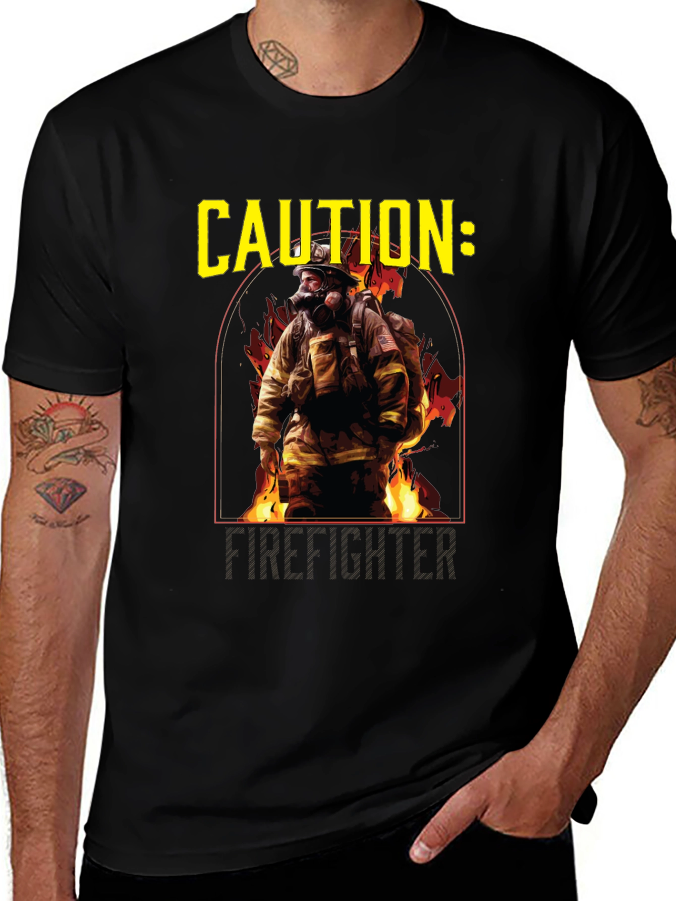Variant 11 of Caution Firefighter T-Shirt